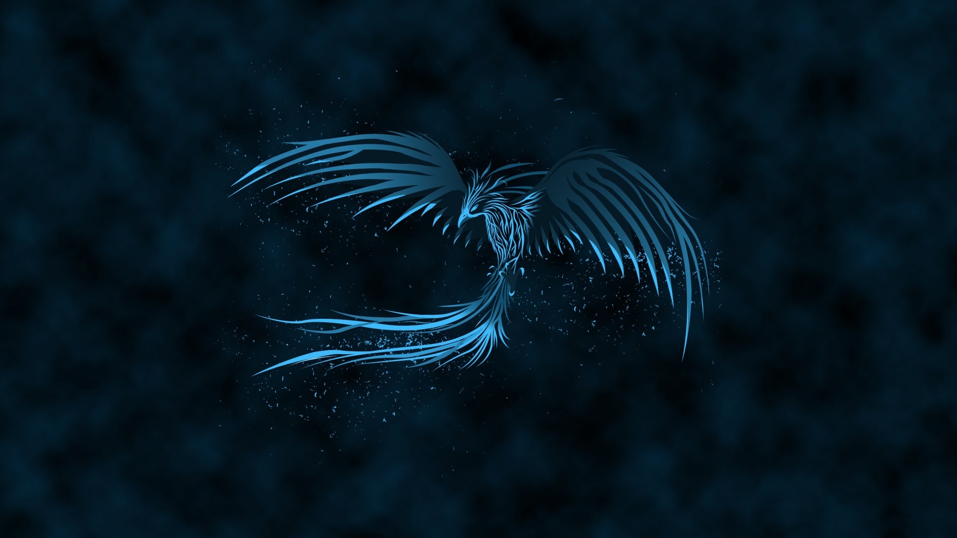 Blue Phoenix on Dark Background HD Wallpaper