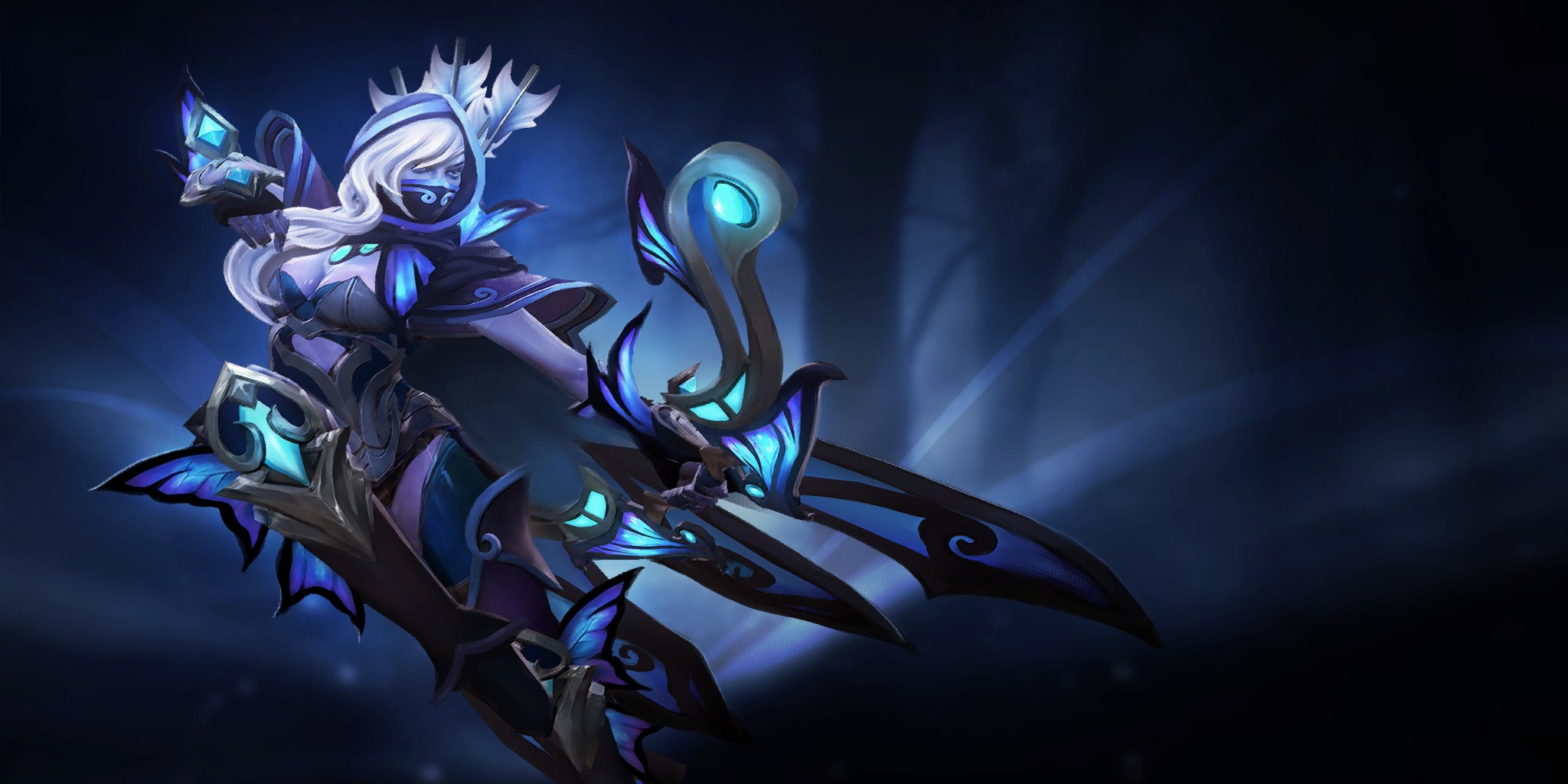 Dota 2 character with blue and purple armor and bow HD Wallpaper