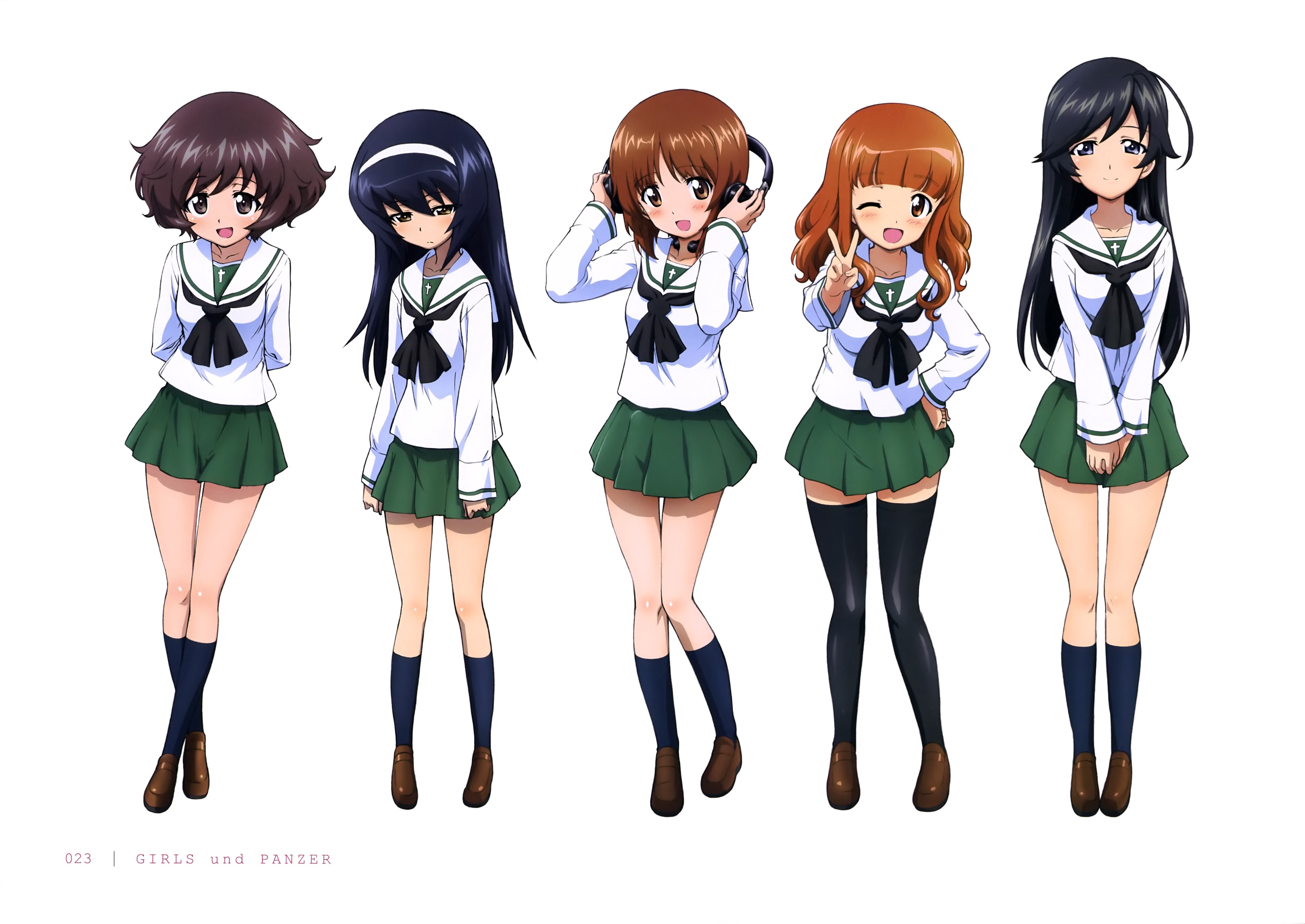 Girls und Panzer characters in school uniforms HD Wallpaper