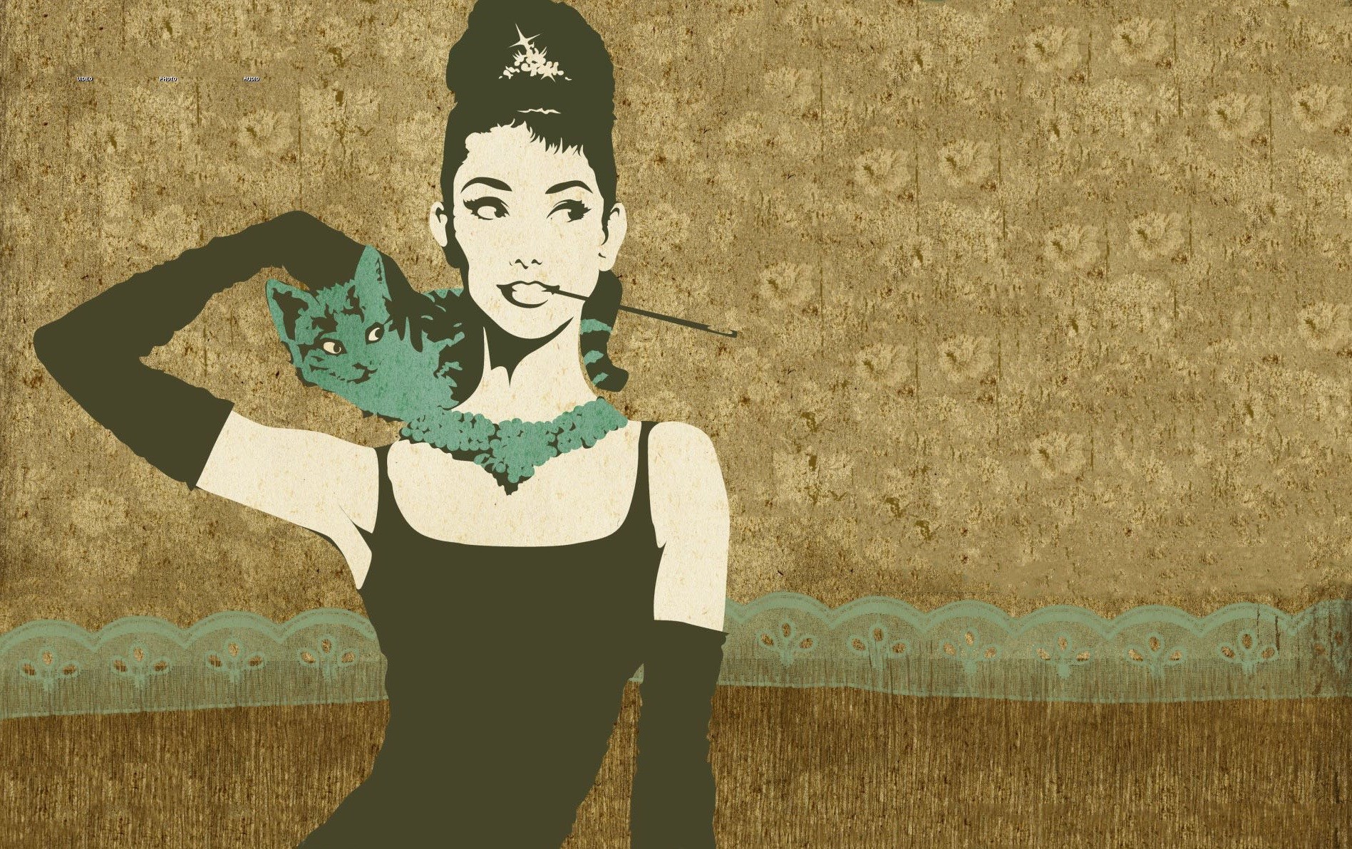 Audrey Hepburn with a cat HD Wallpaper