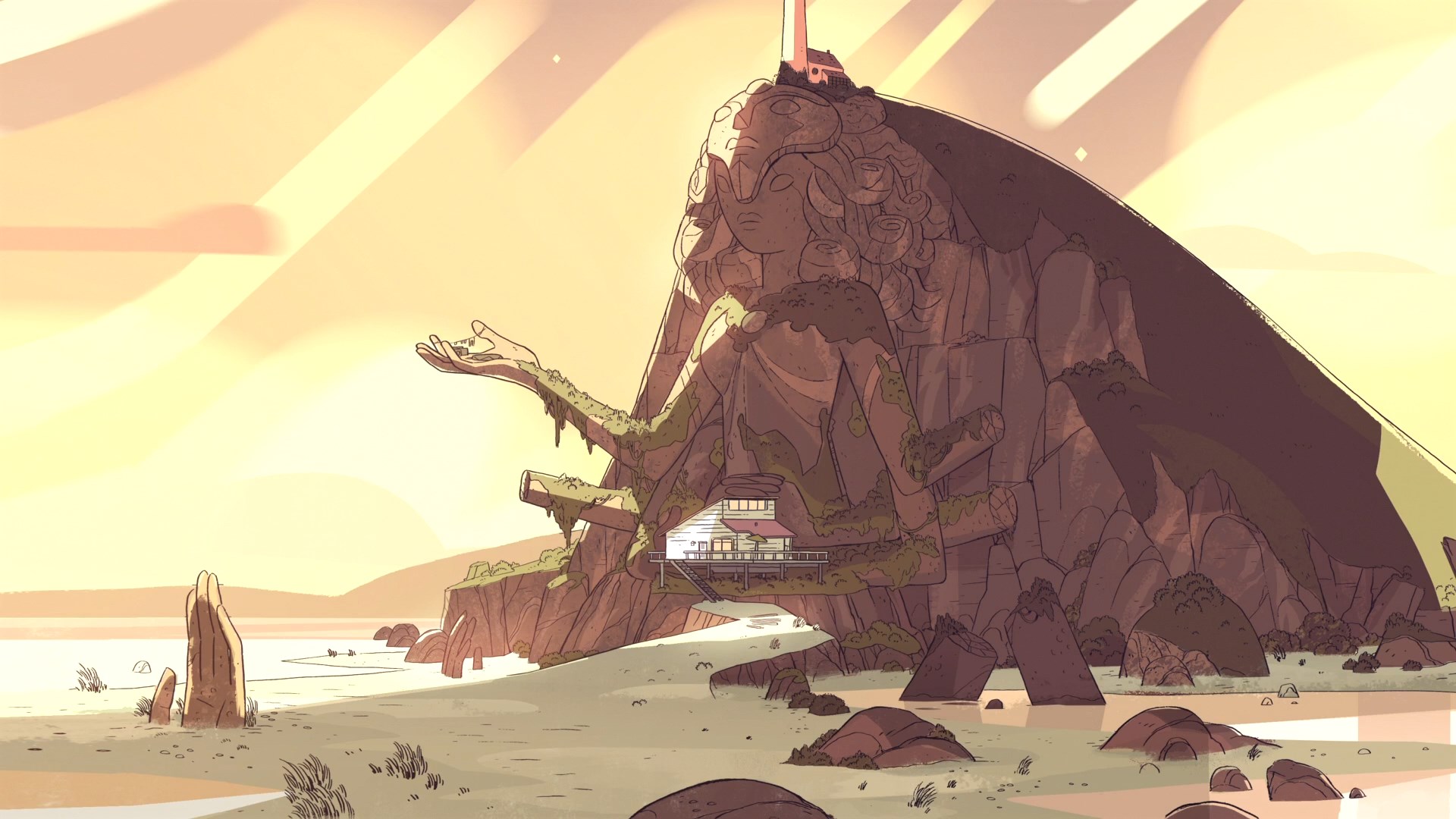 Steven Universe: Giant Woman Statue with House HD Wallpaper