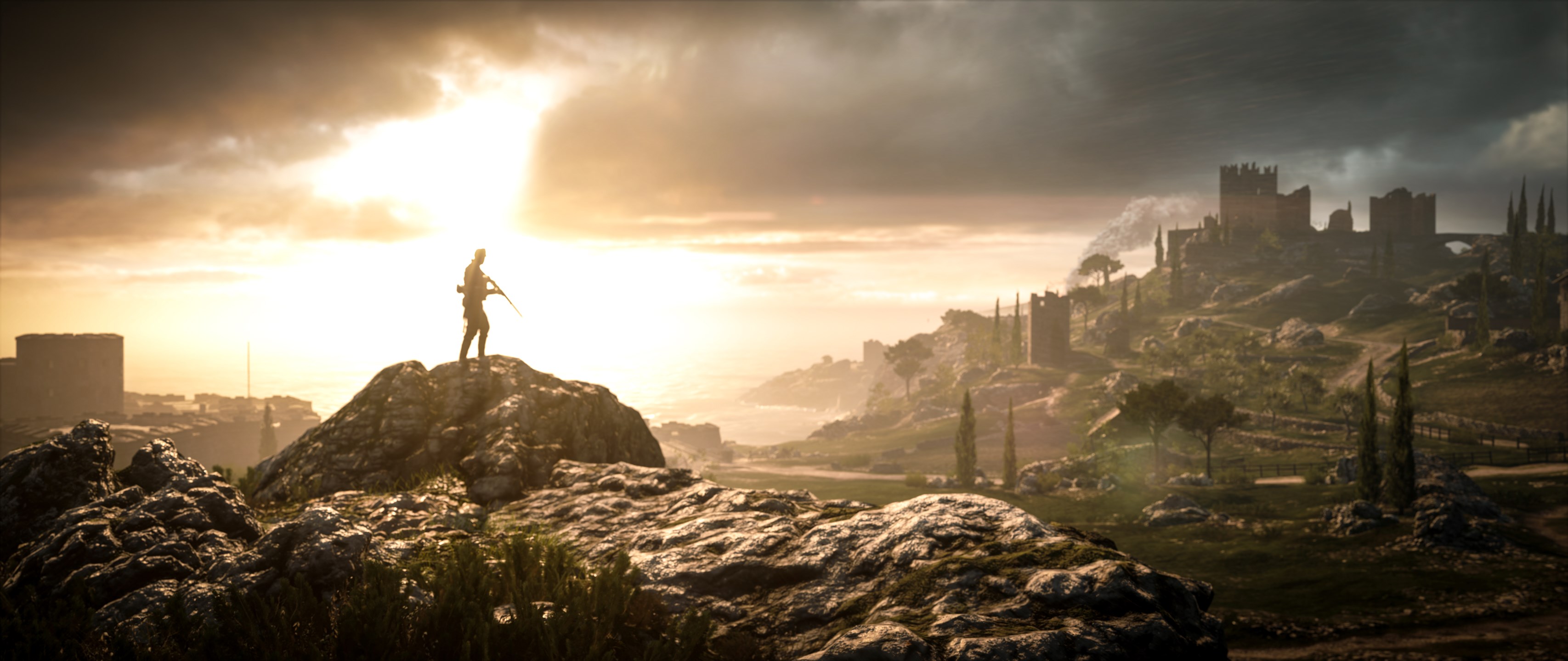 Soldier overlooking a battlefield in Battlefield 1 HD Wallpaper