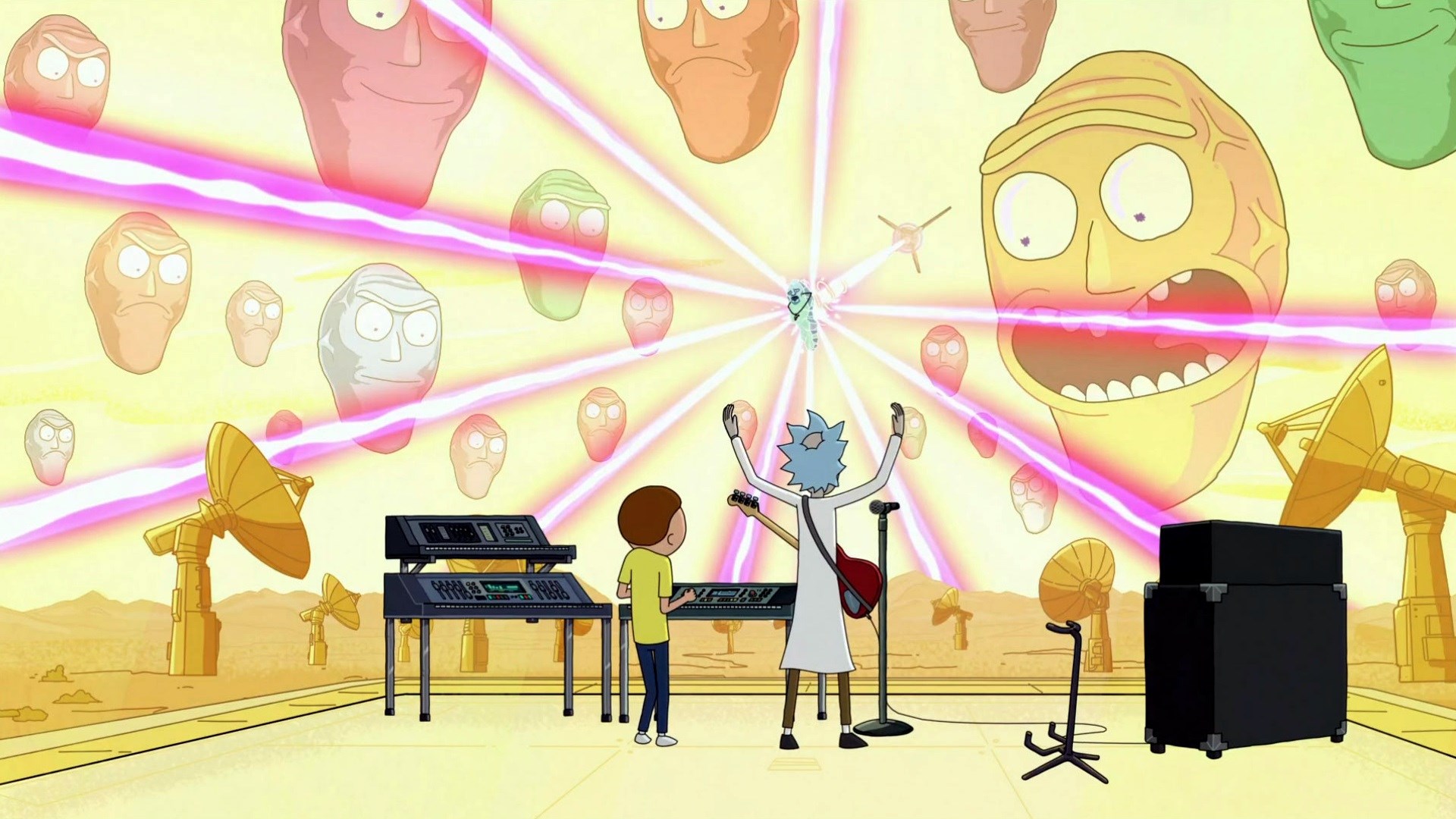 Rick and Morty in a cosmic concert HD Wallpaper