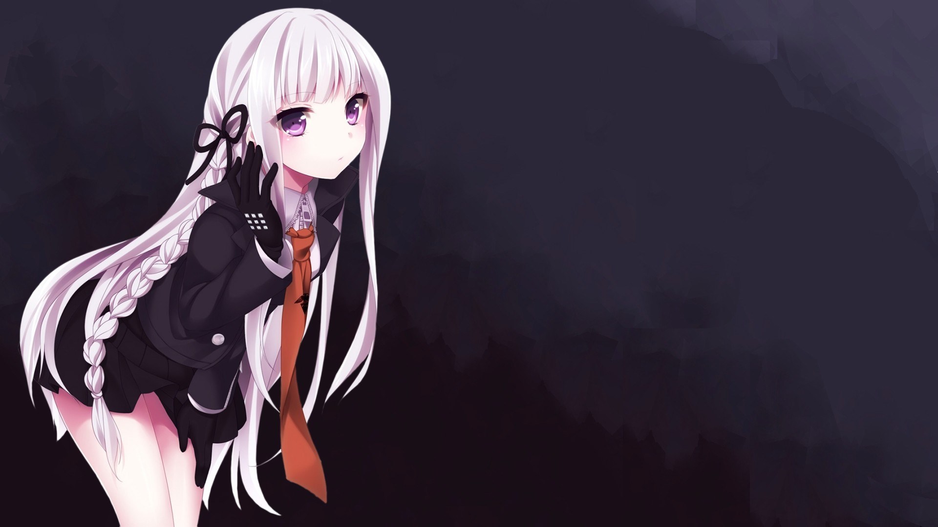 Danganronpa Elegant Girl with Long White Hair HD Wallpaper