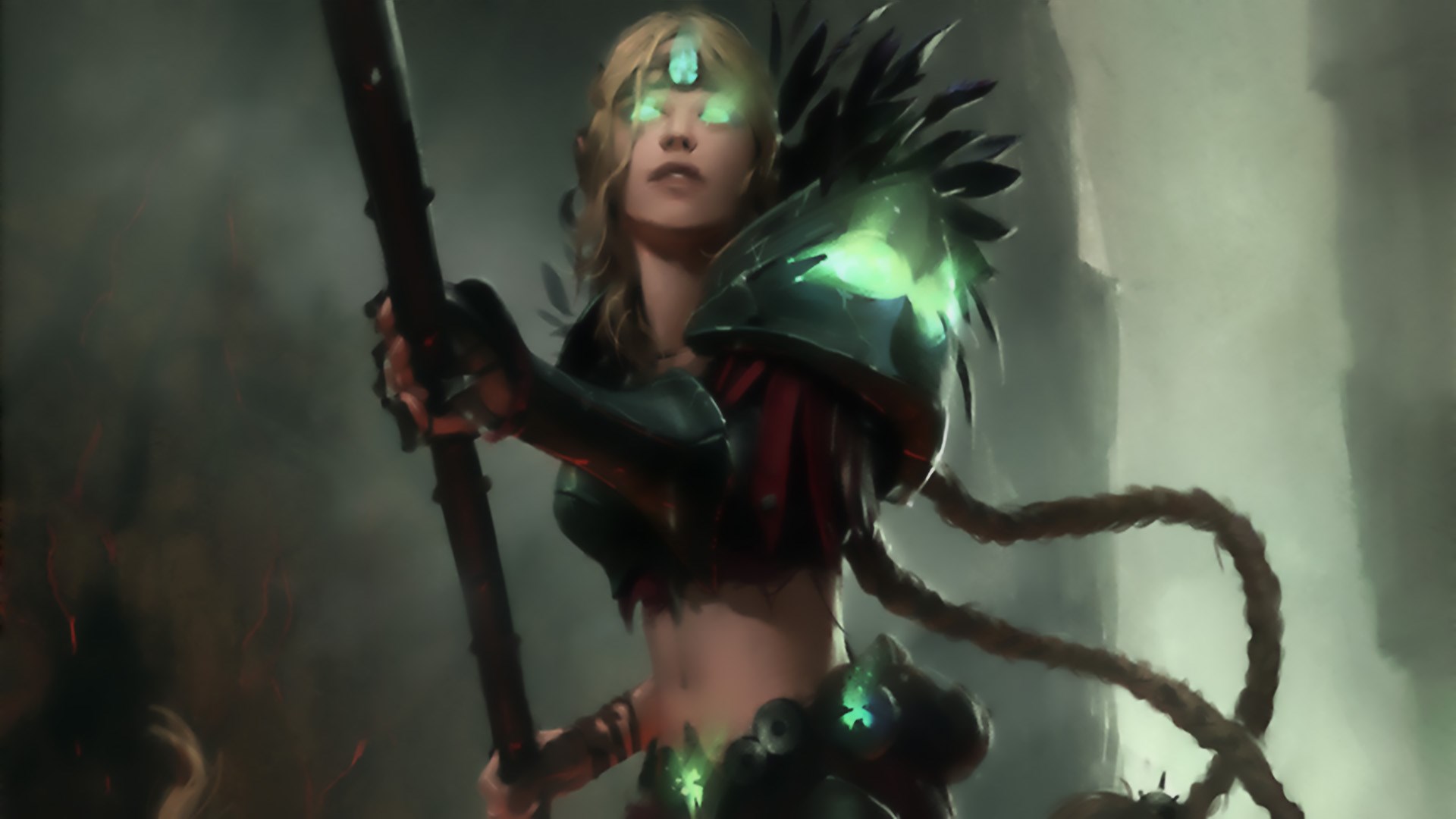 Woman with glowing eyes and staff from Legend of the Cryptids HD Wallpaper