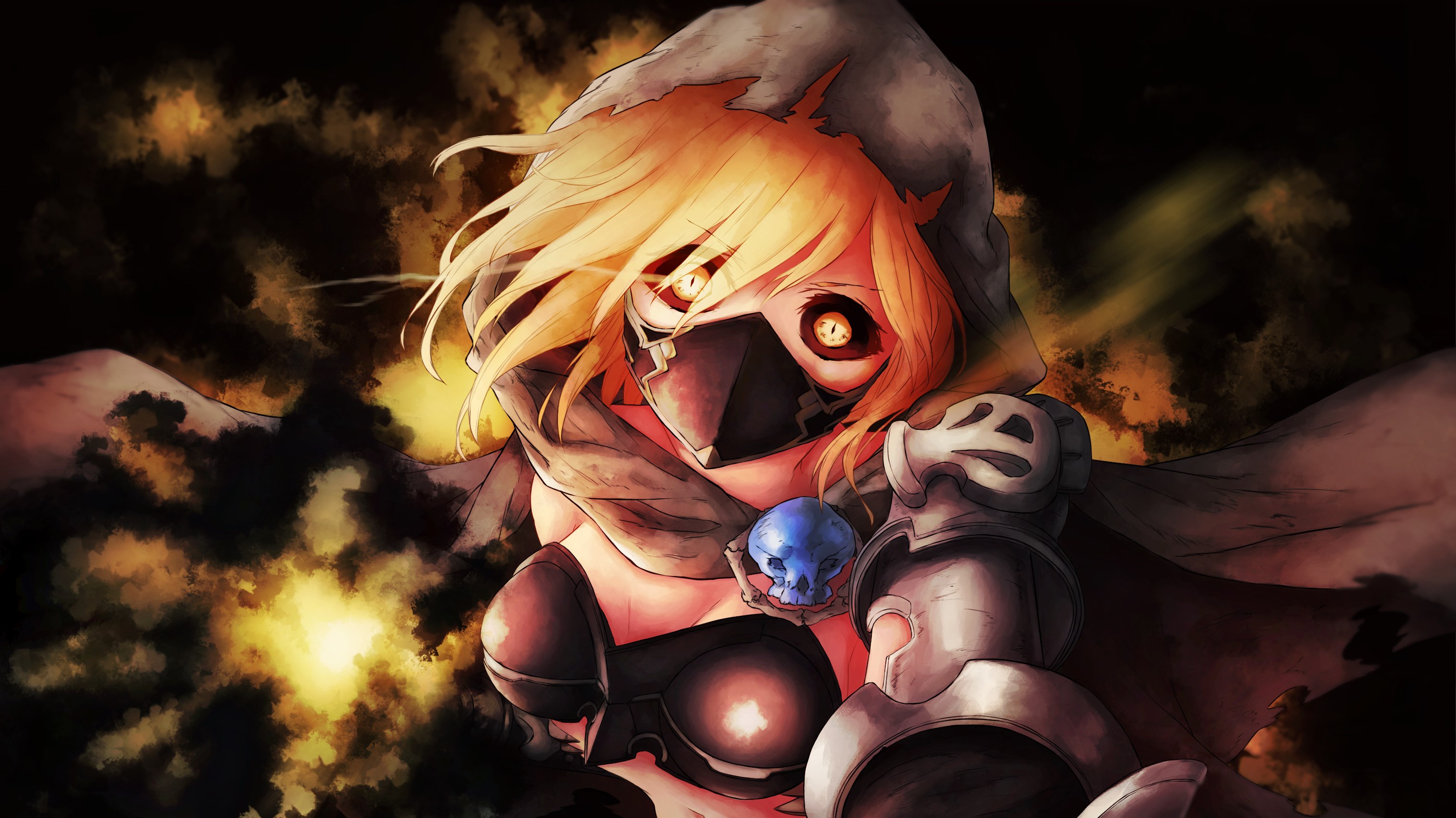 Girl with mask and skull from Granblue Fantasy HD Wallpaper