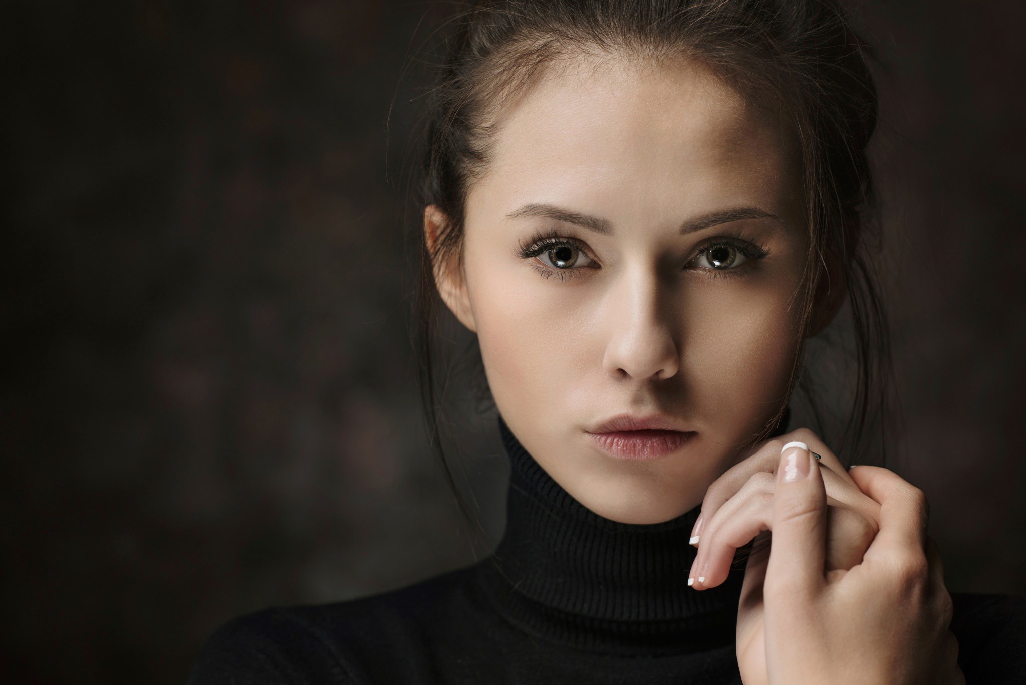 Portrait of a Woman in Black Turtleneck HD Wallpaper