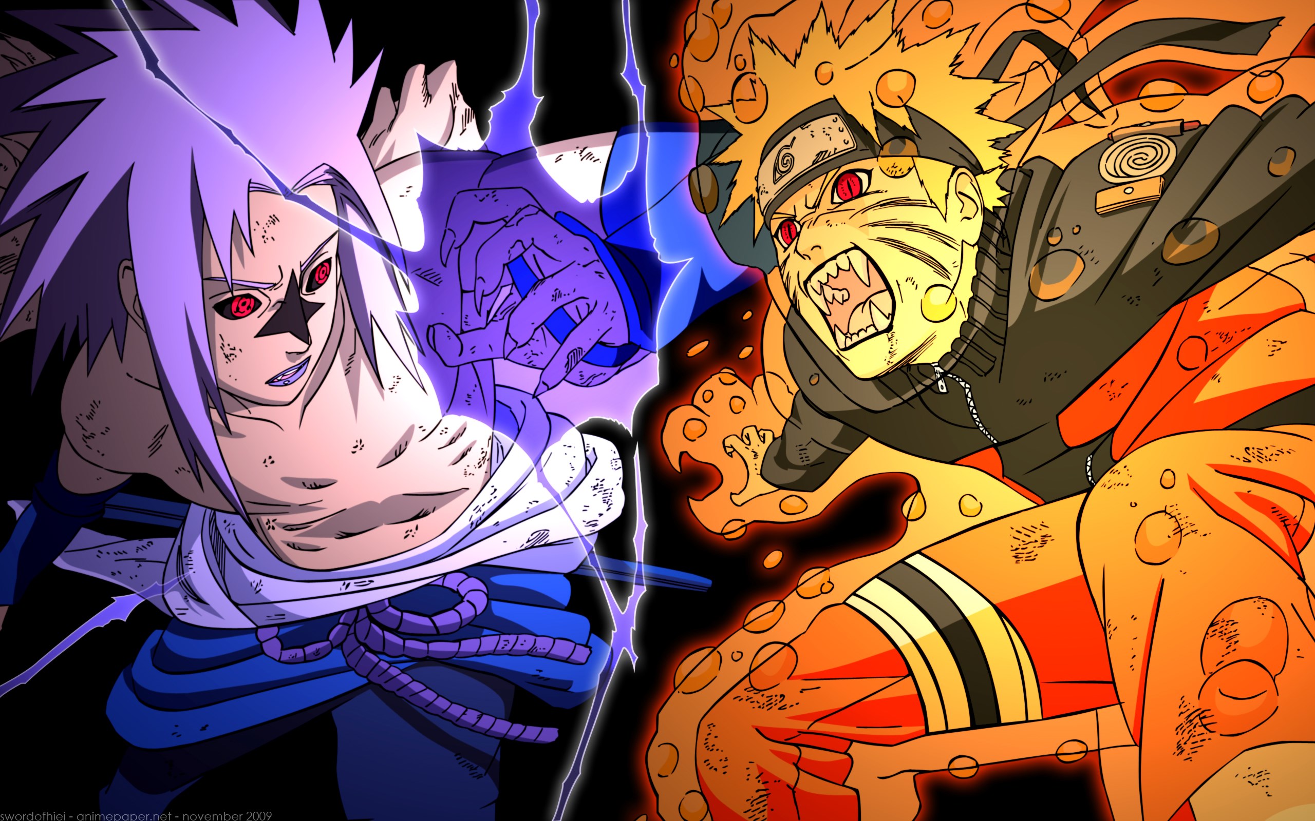 Naruto and Sasuke clashing HD Wallpaper