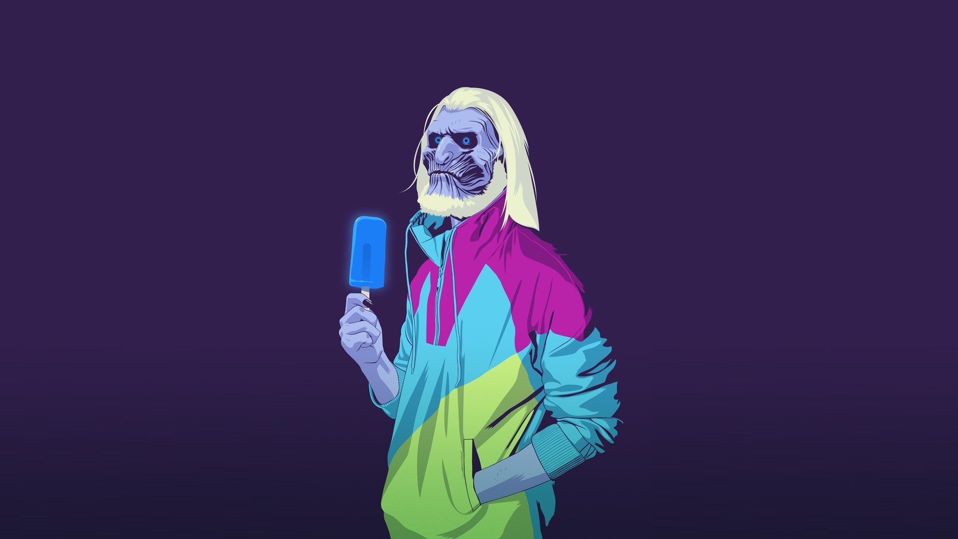 White Walker from Game of Thrones holding a popsicle HD Wallpaper