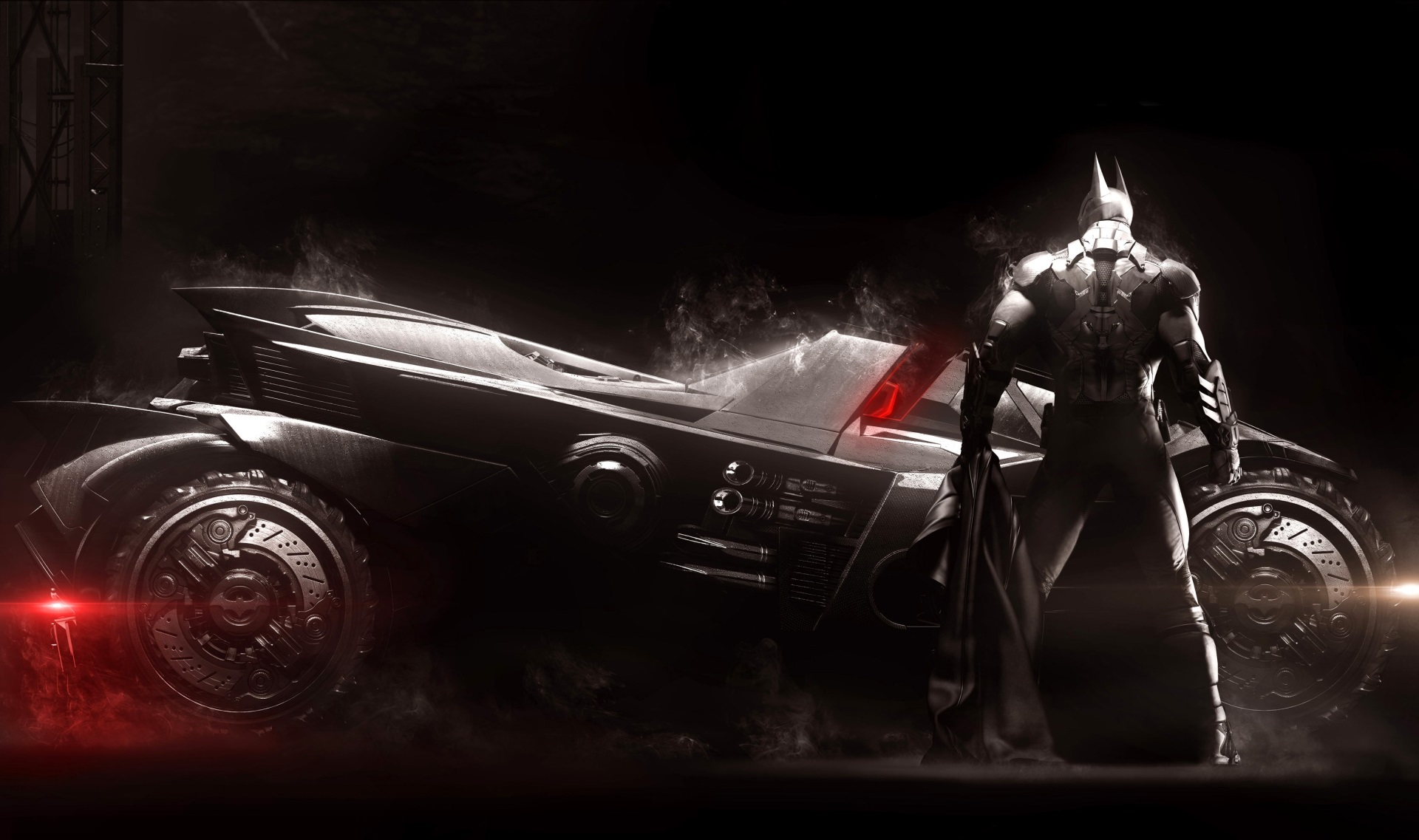 Batman from Batman: Arkham Knight with Batmobile HD Wallpaper