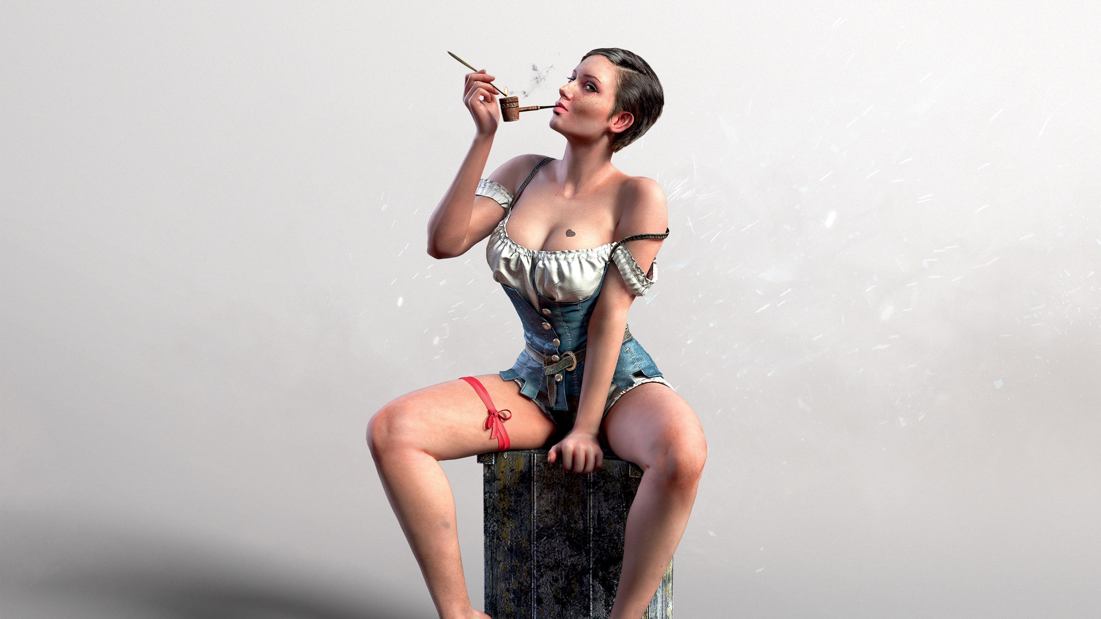 Woman smoking pipe from The Witcher 3 4K HD Wallpaper