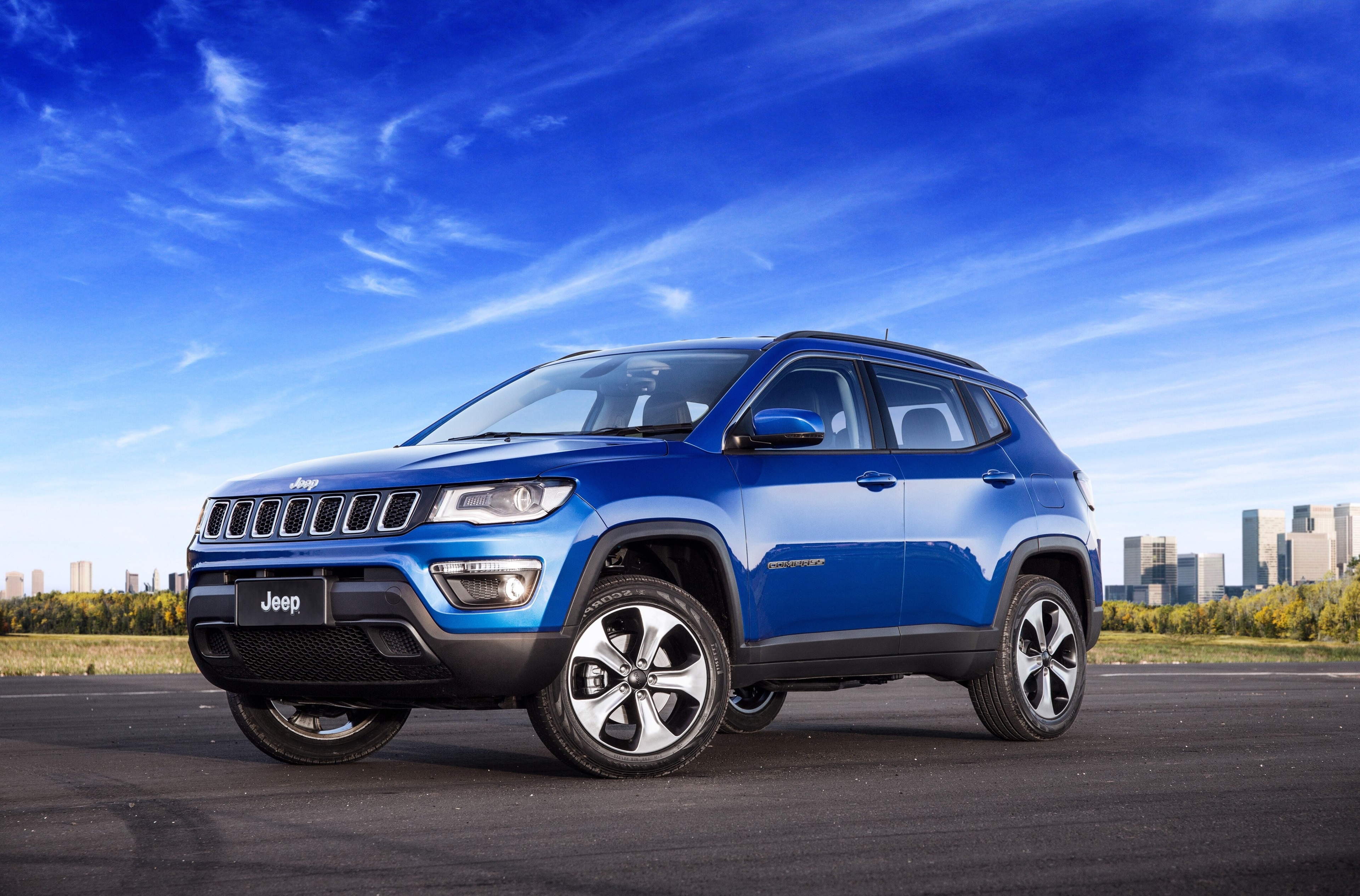 Blue Jeep Compass Longitude 4K HD Wallpaper