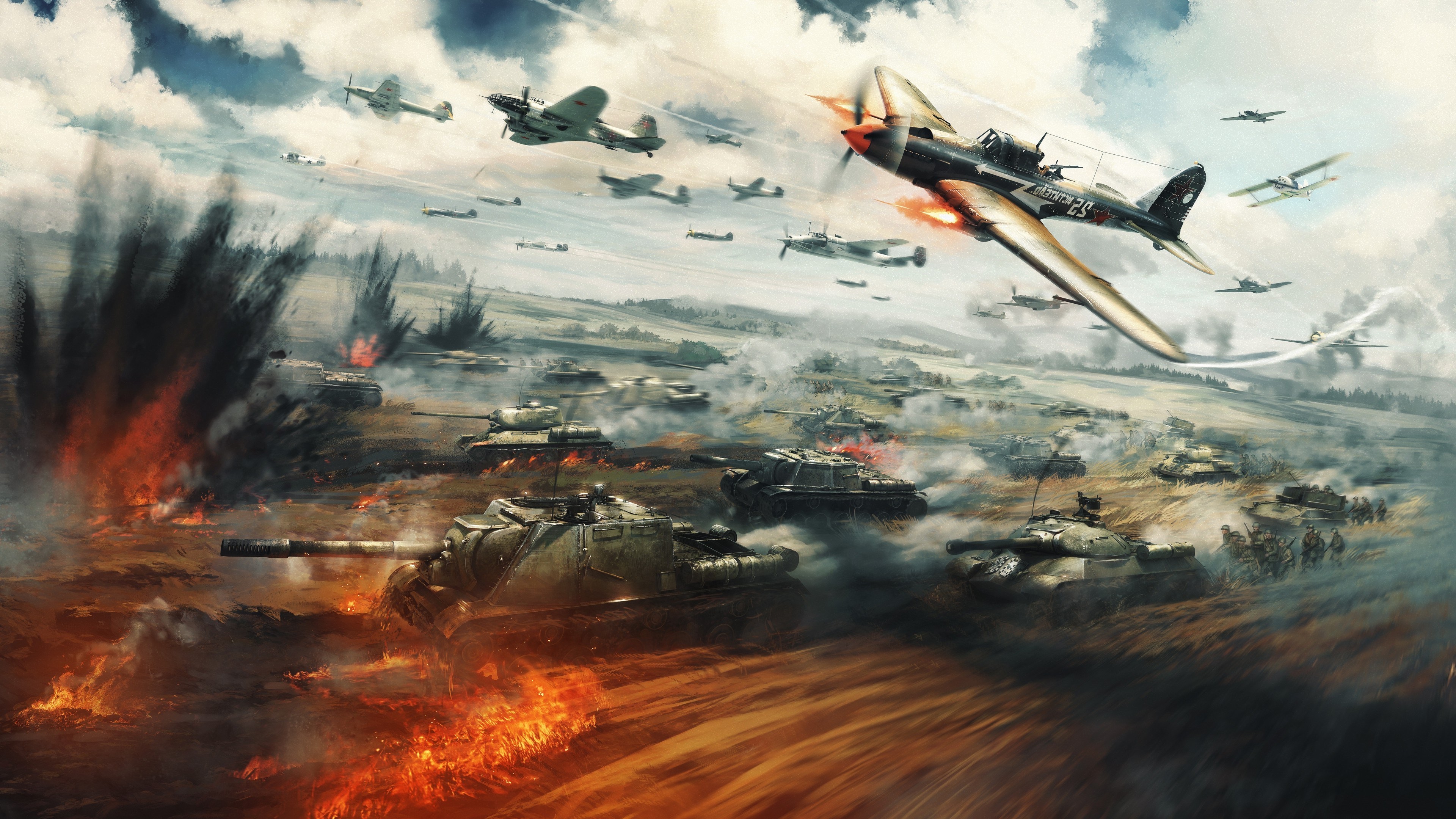 War Thunder 4K Battle Scene HD Wallpaper
