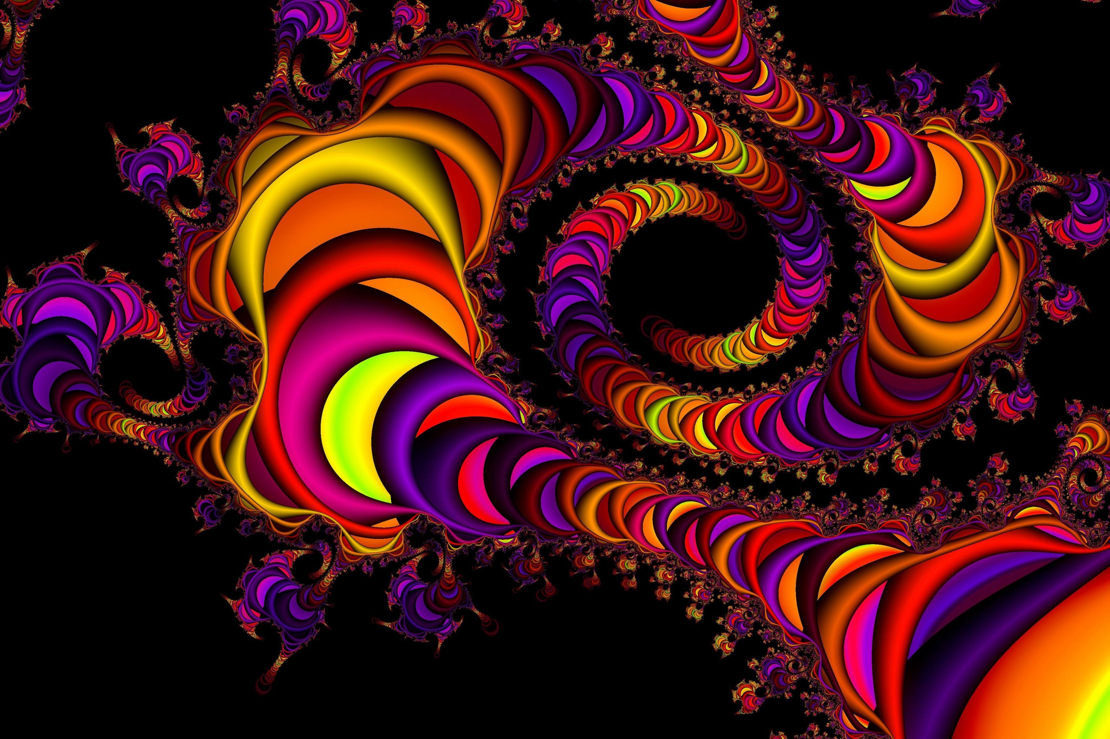 Fractal spiral in vibrant colors HD Wallpaper