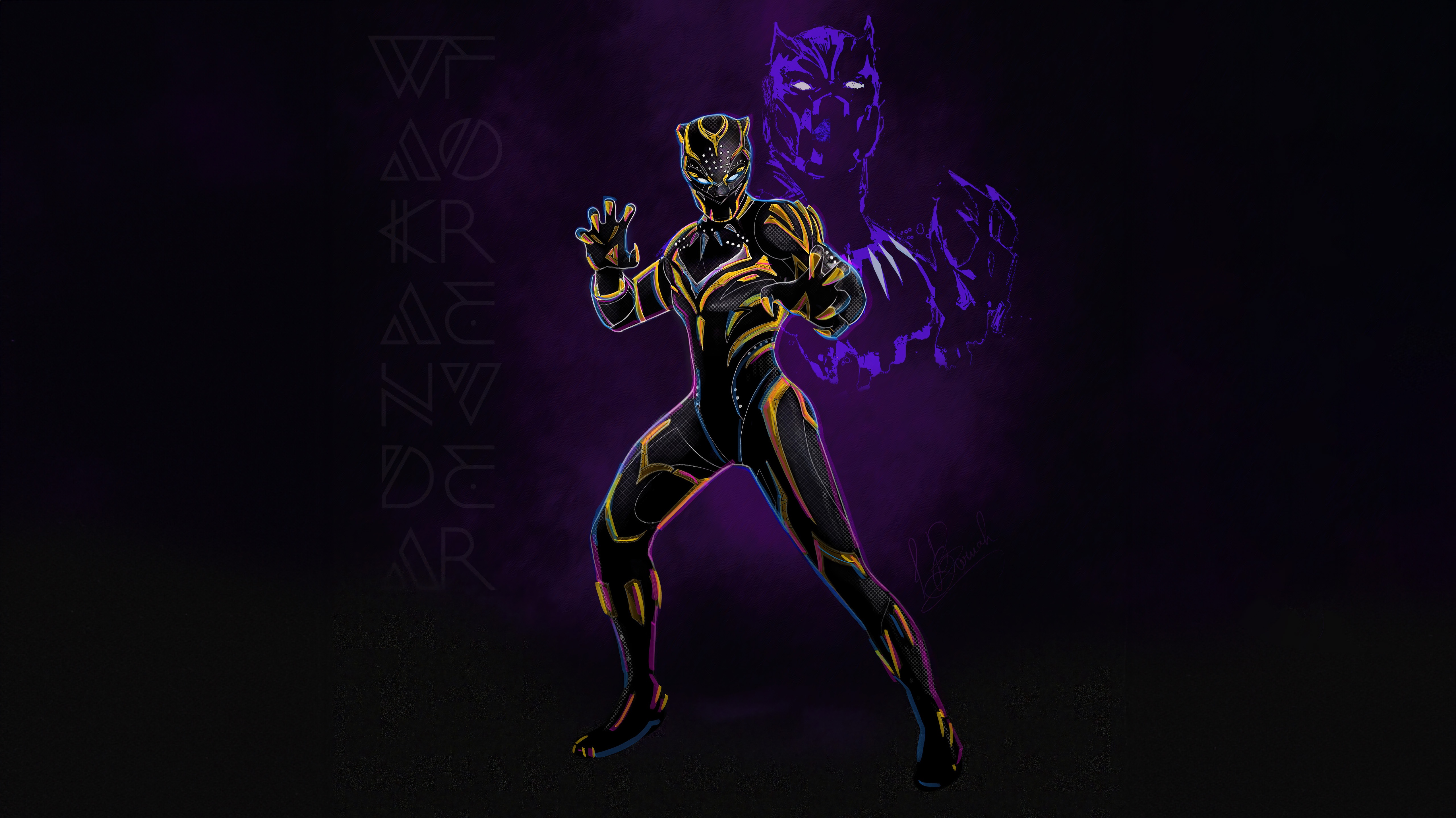 Black Panther Wakanda Forever Minimal Art HD Wallpaper
