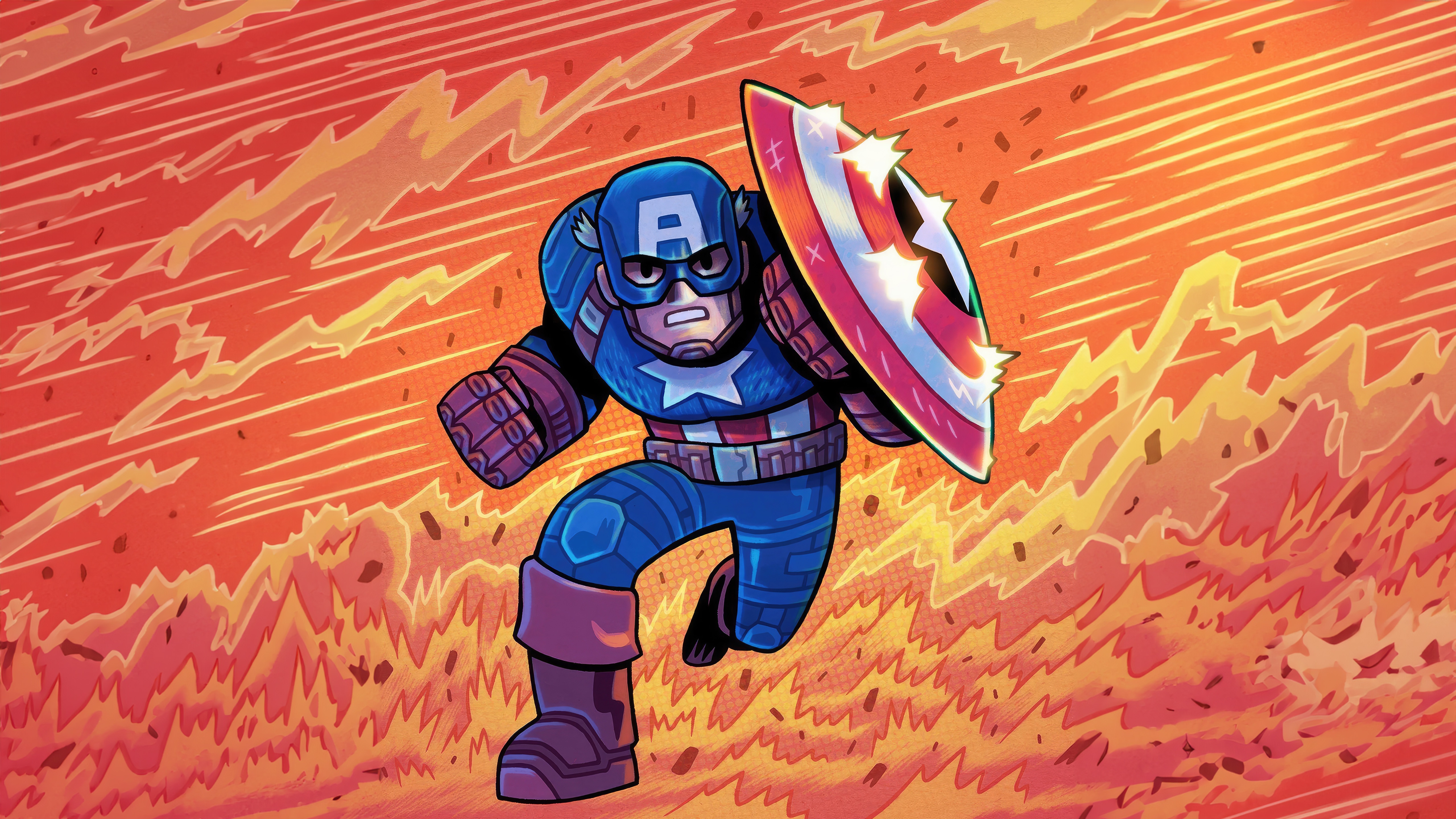 Captain America running with his shield HD Wallpaper