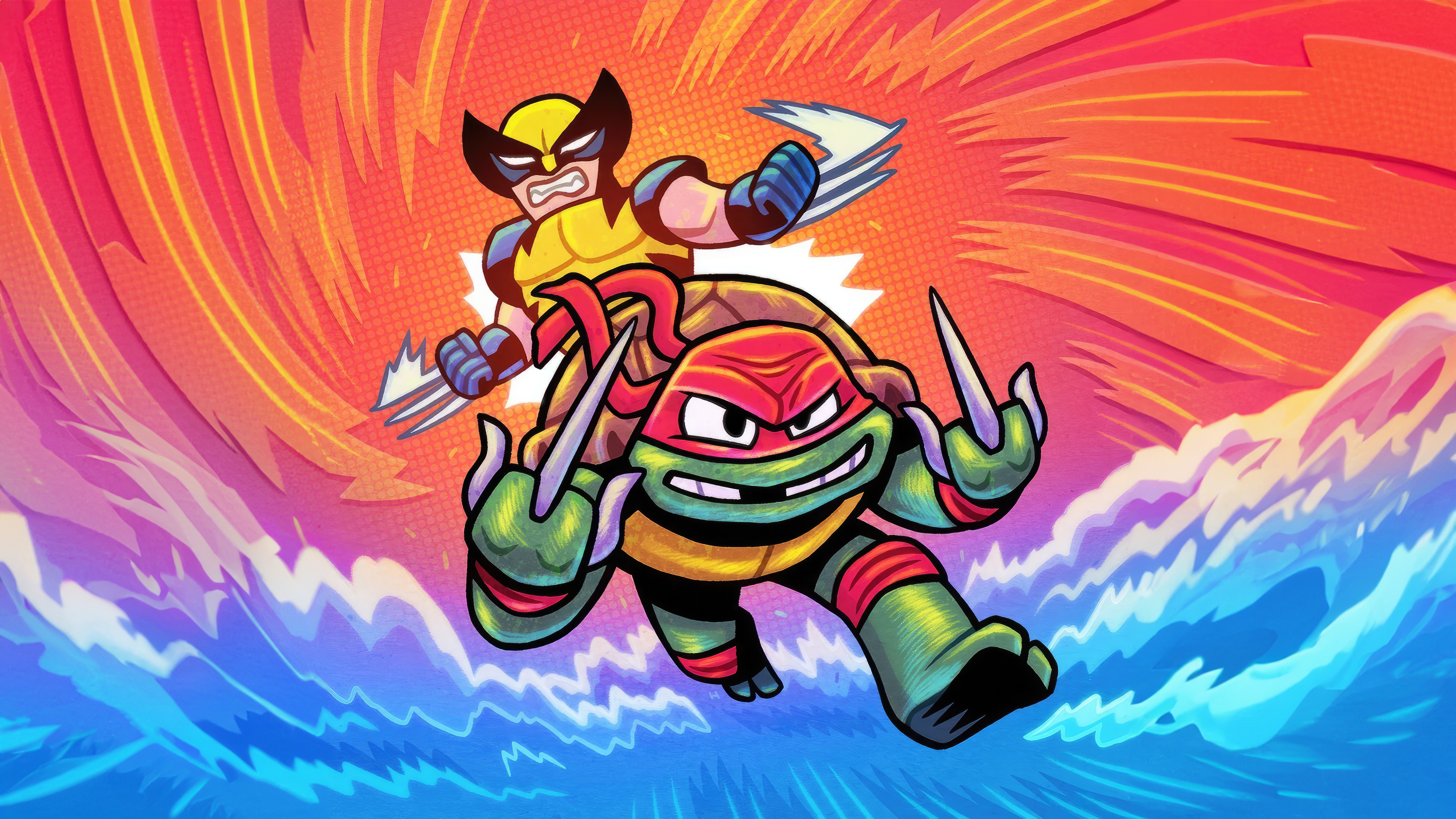 Wolverine and Raphael in Mutant Mayhem HD Wallpaper