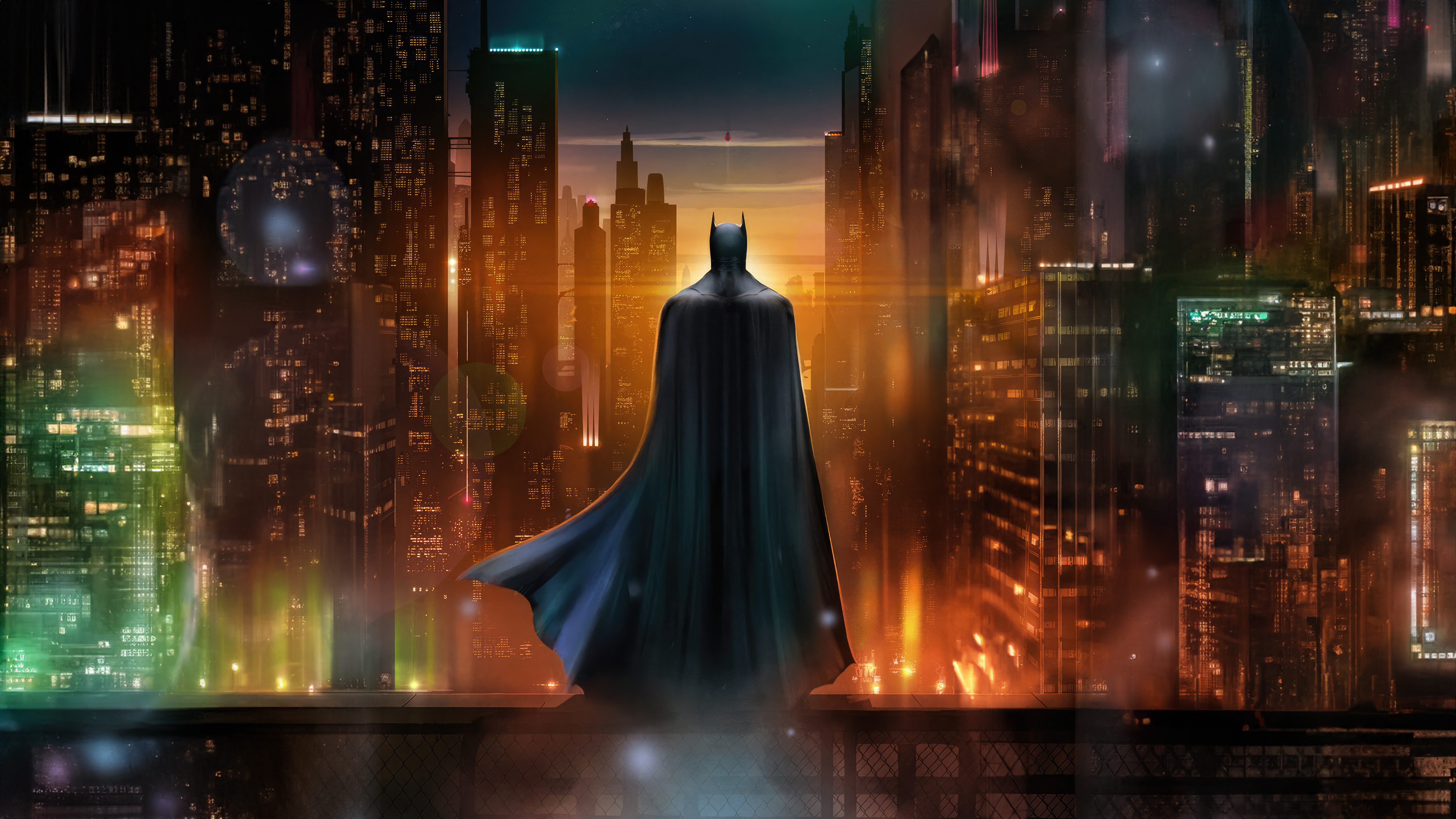 Batman overlooking Gotham City HD Wallpaper