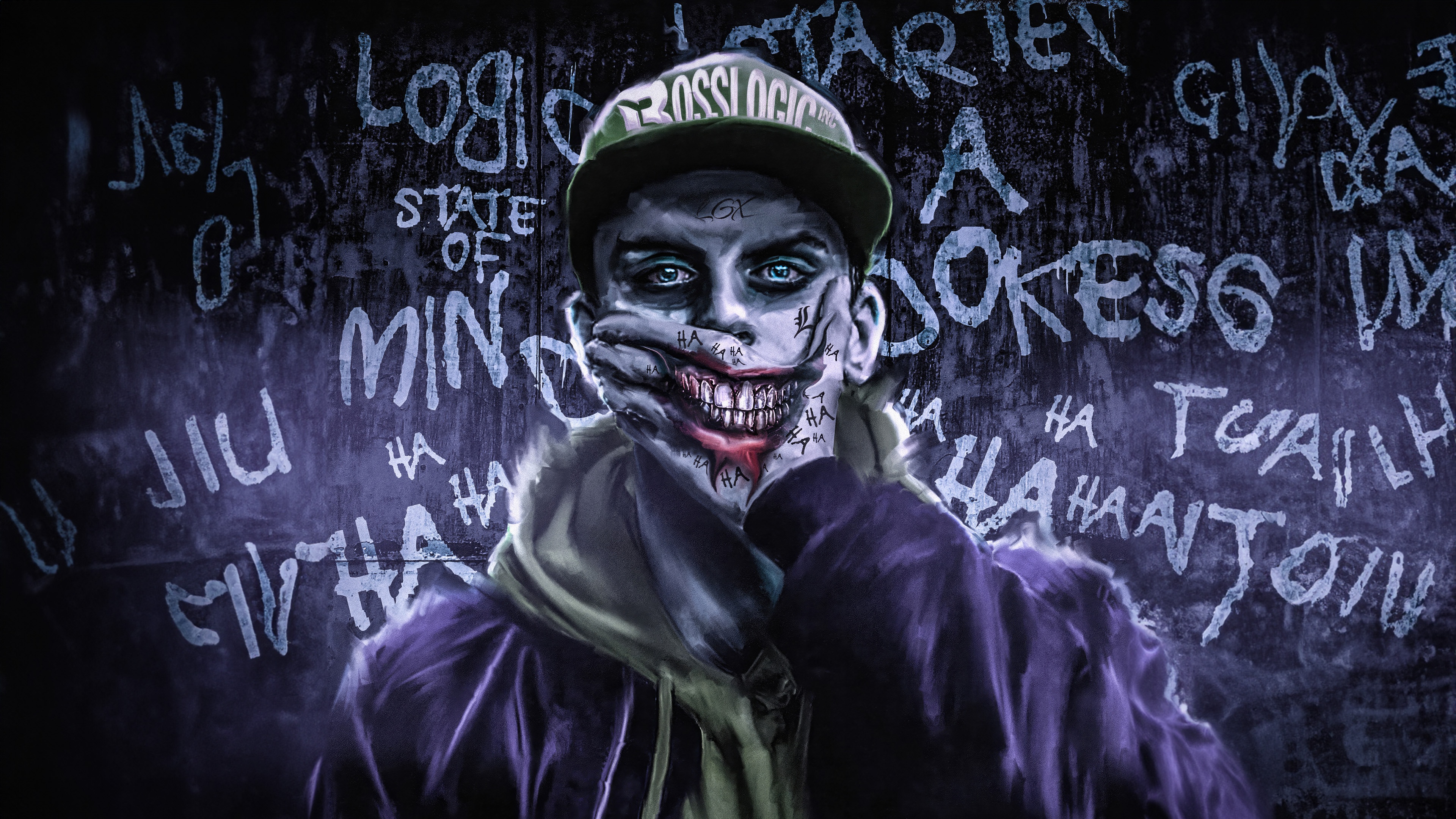 Logic as the Joker with graffiti background HD Wallpaper