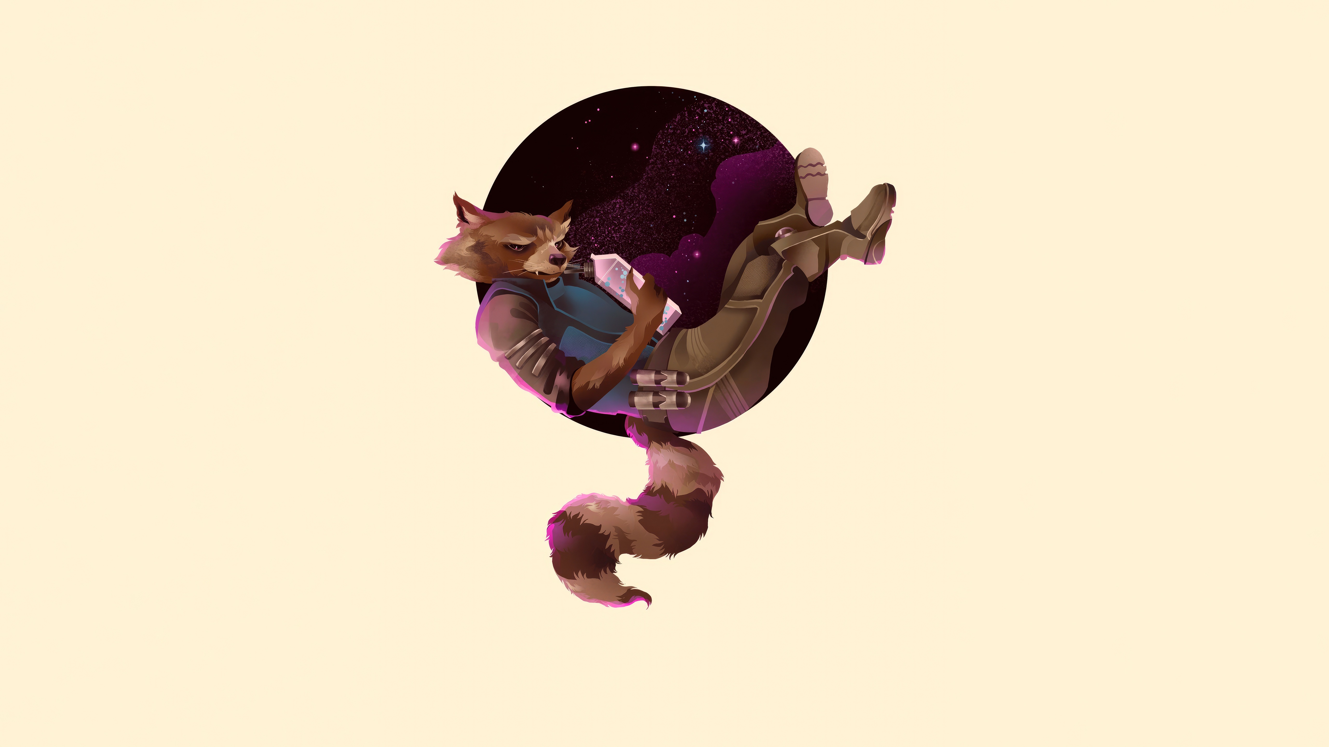 Rocket Raccoon reading in space HD Wallpaper