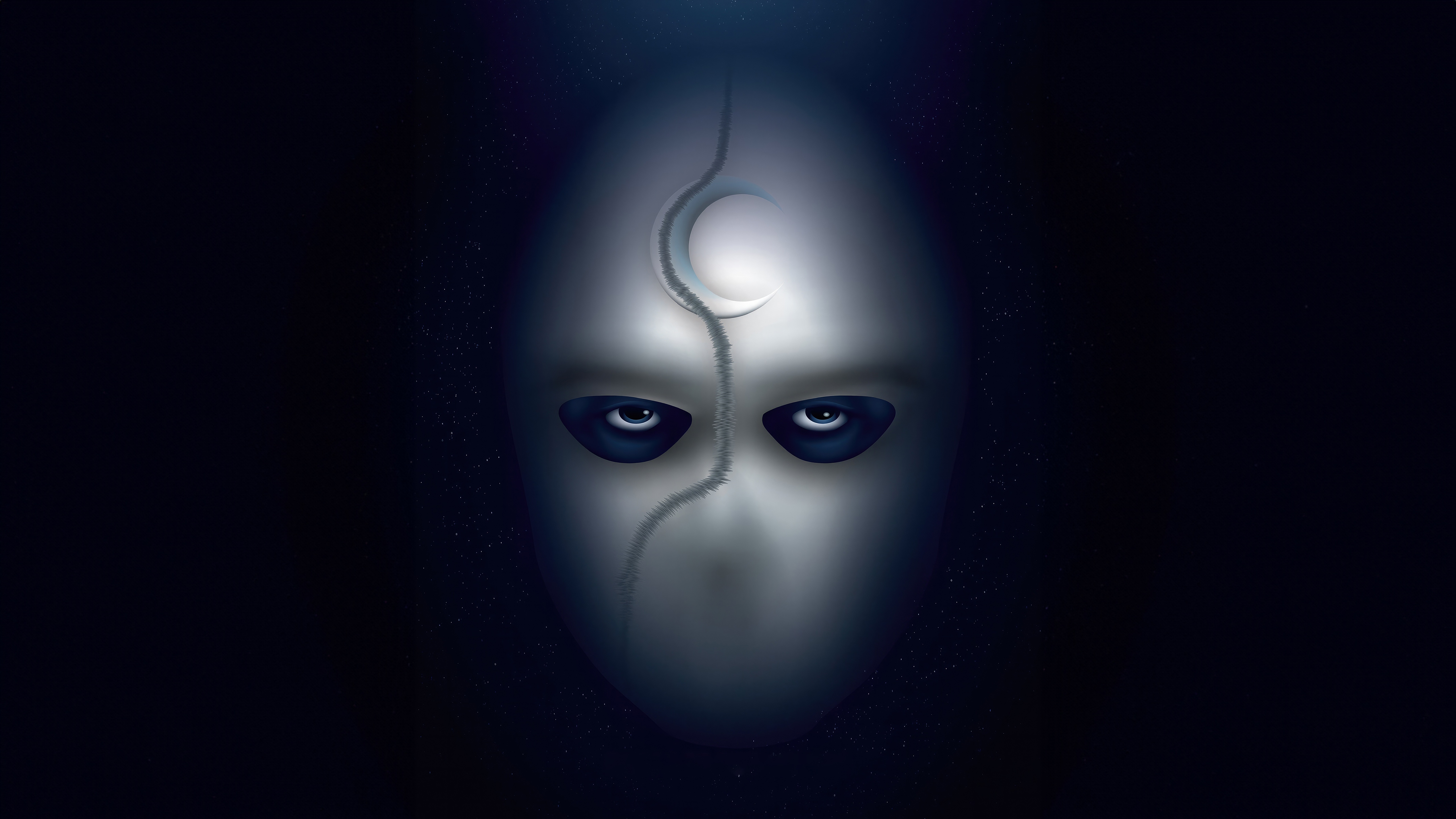 Moon Knight Mask with Crescent Symbol HD Wallpaper
