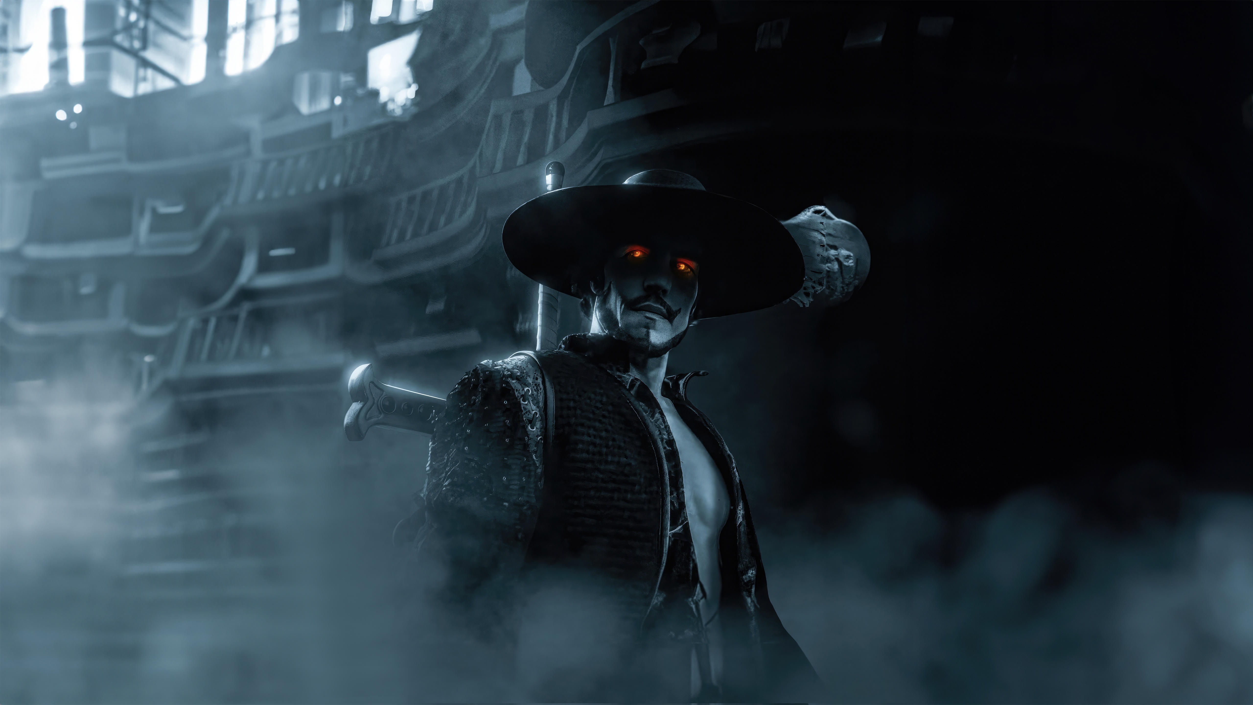 Dracule Mihawk from One Piece in dark setting HD Wallpaper