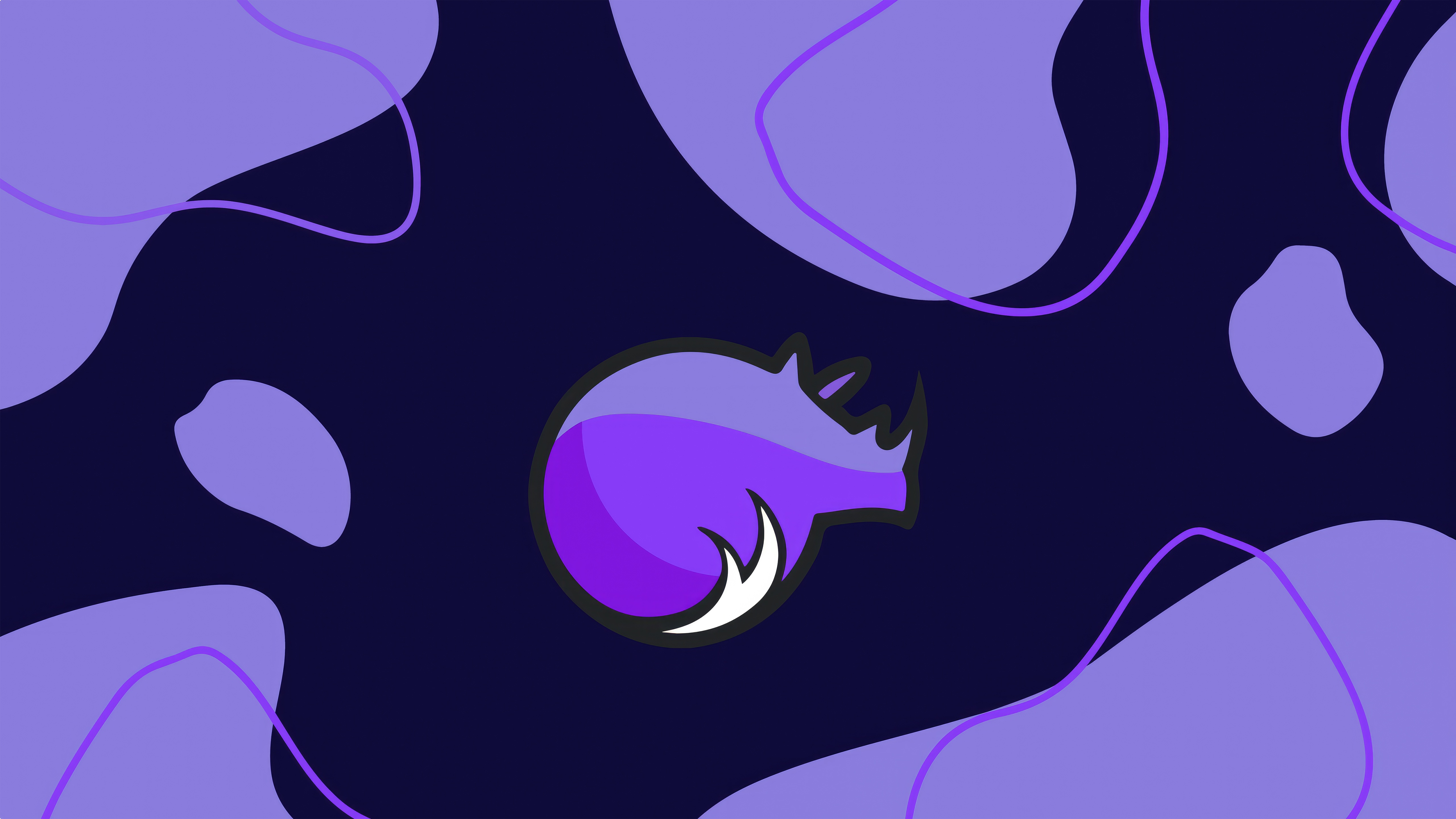 Rhino Linux Logo with Abstract Purple Shapes HD Wallpaper