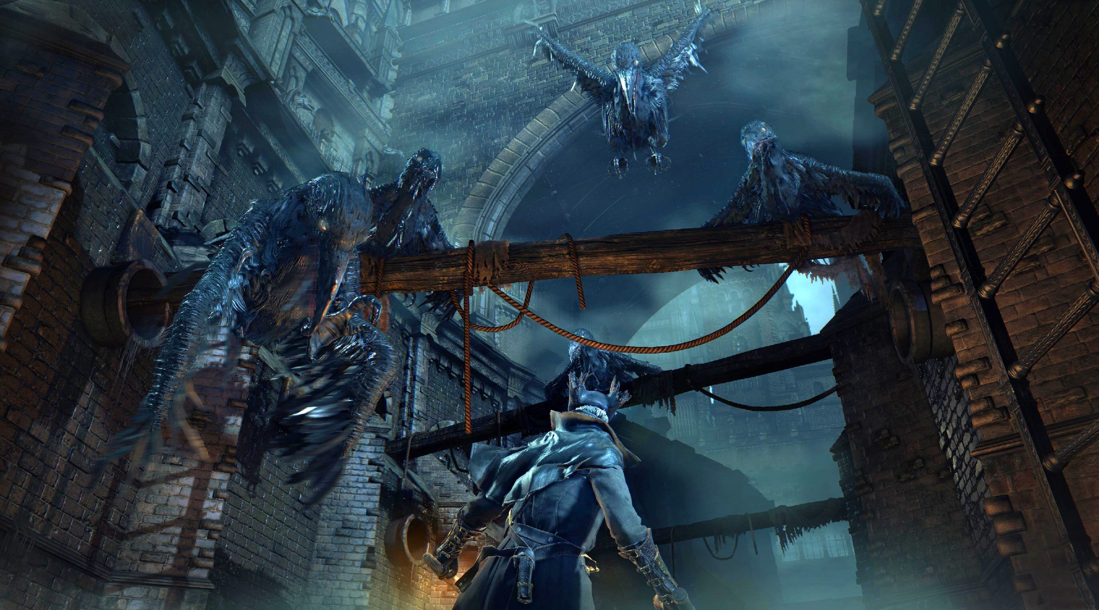 Hunter fighting beasts in Bloodborne 4K HD Wallpaper