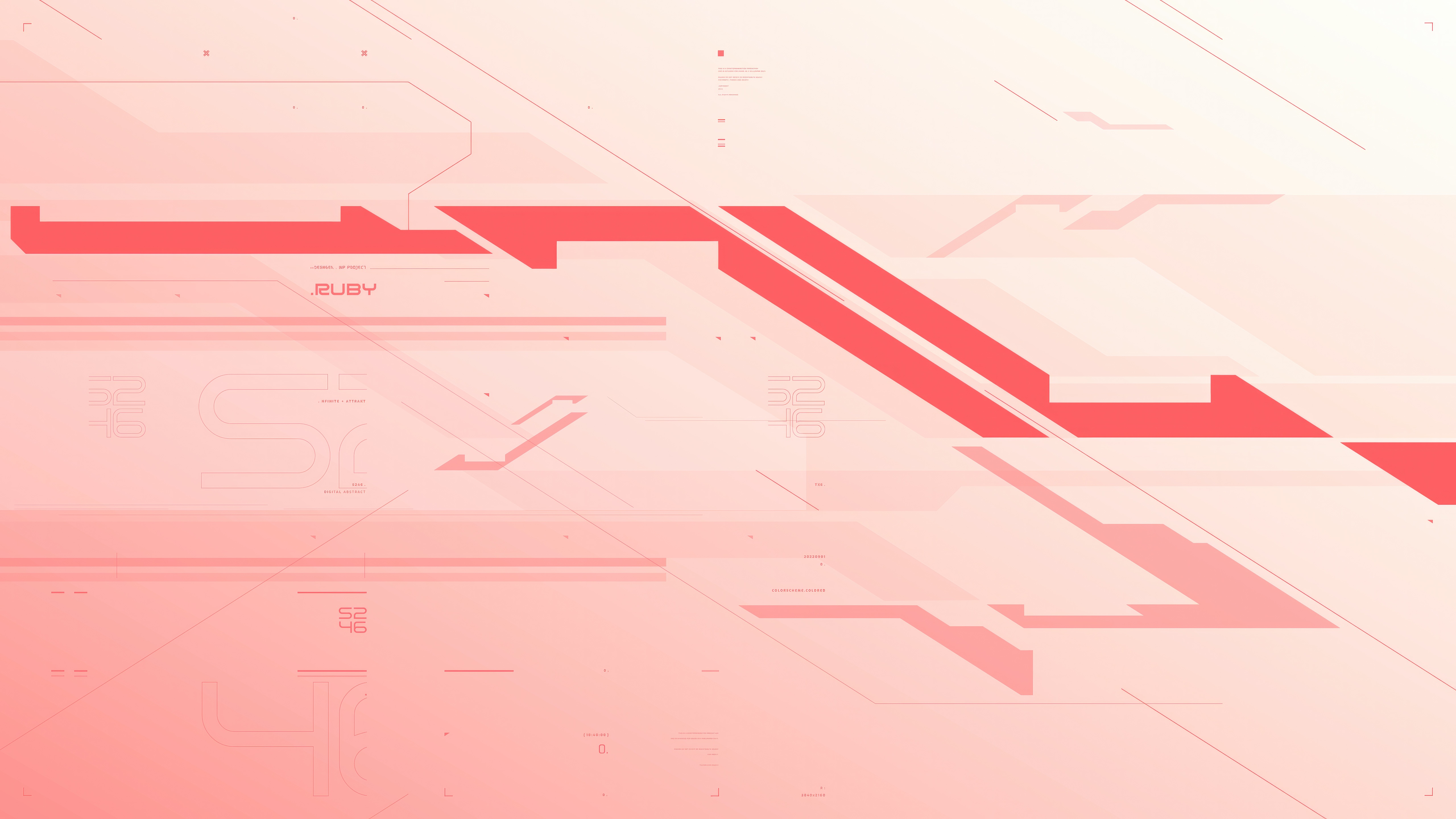 Abstract Ruby Gradient with Geometric Shapes HD Wallpaper