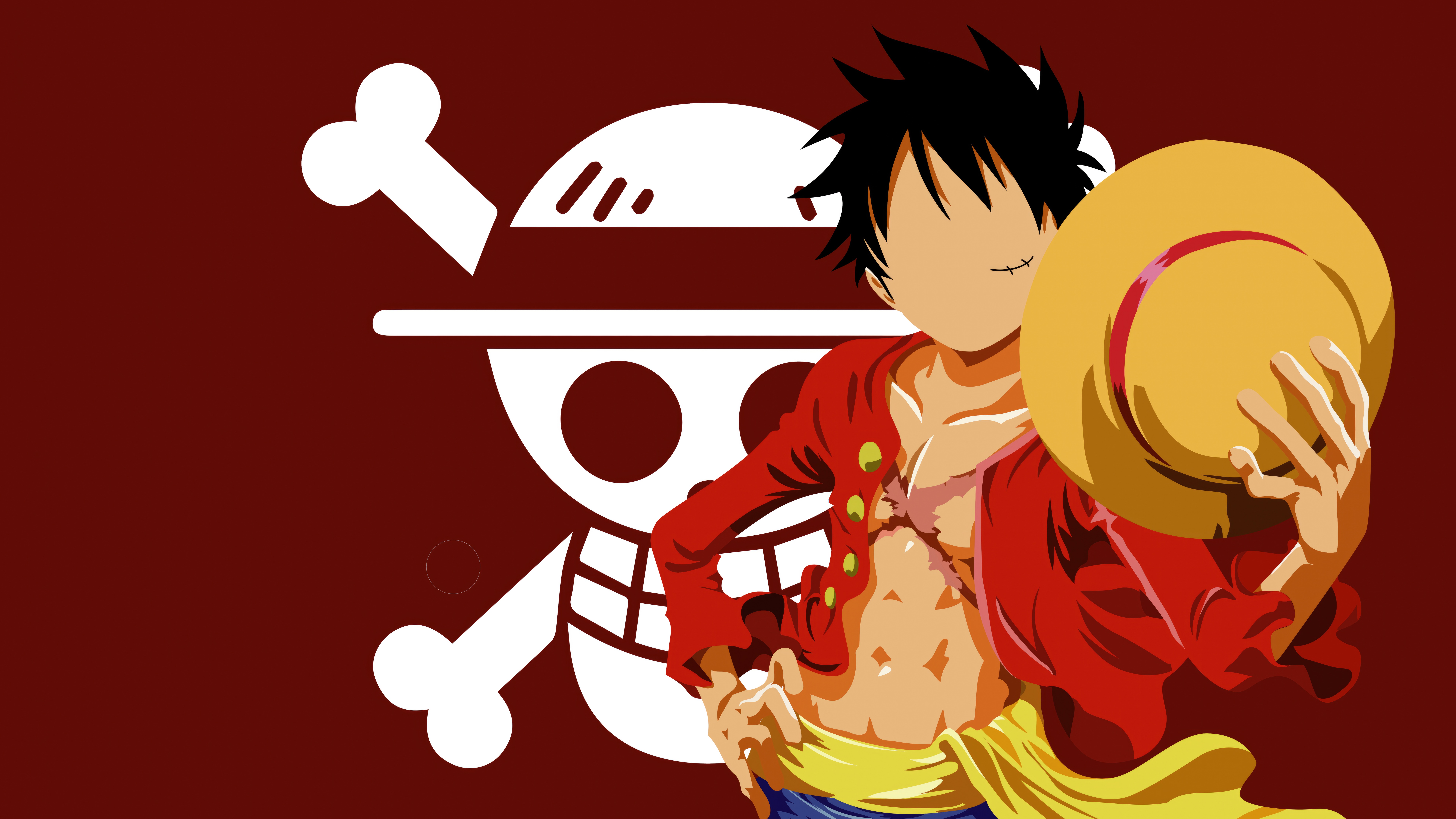 Monkey D. Luffy with Jolly Roger HD Wallpaper