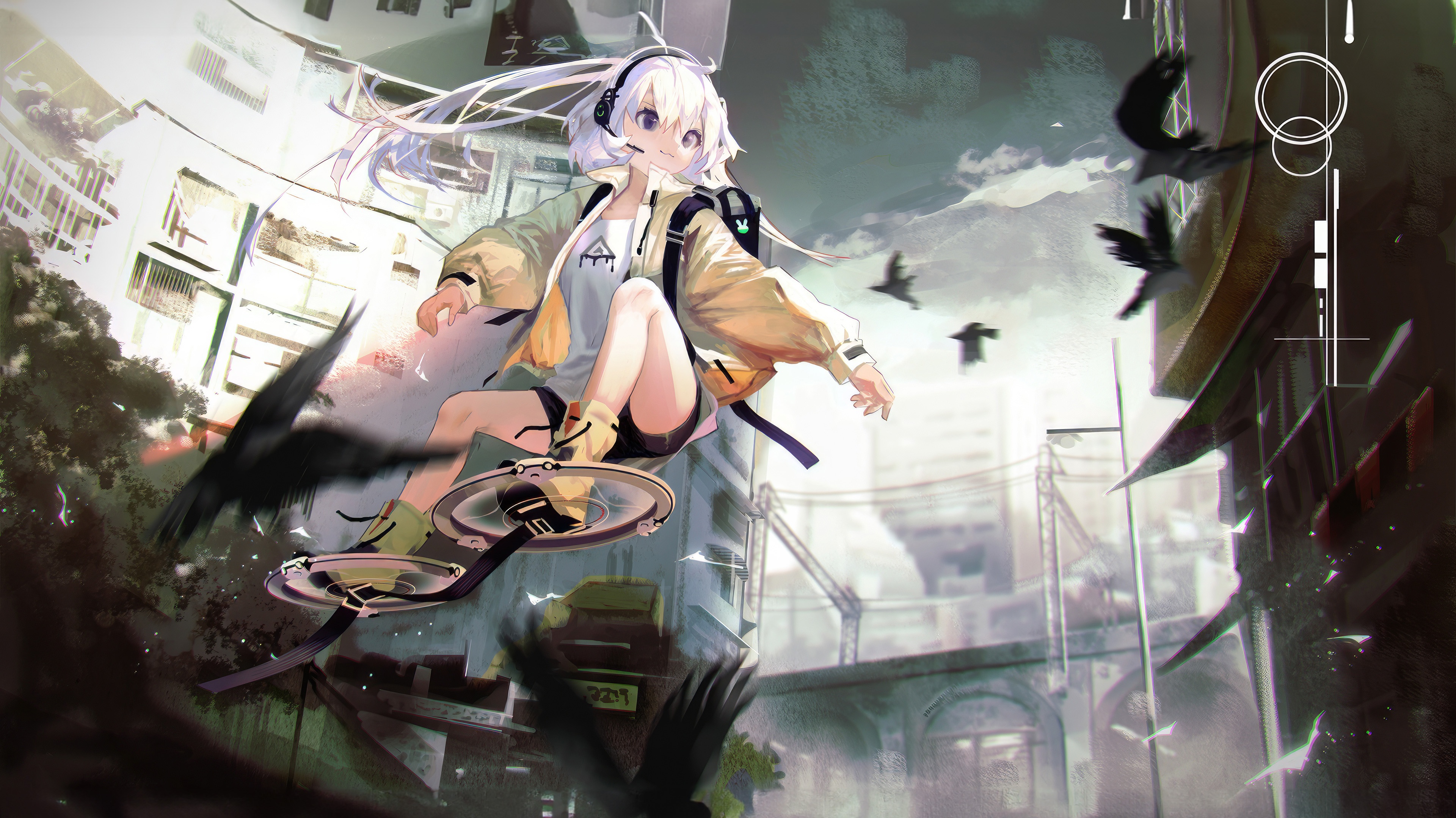 Uber Eats Anime Girl on Hoverboard HD Wallpaper