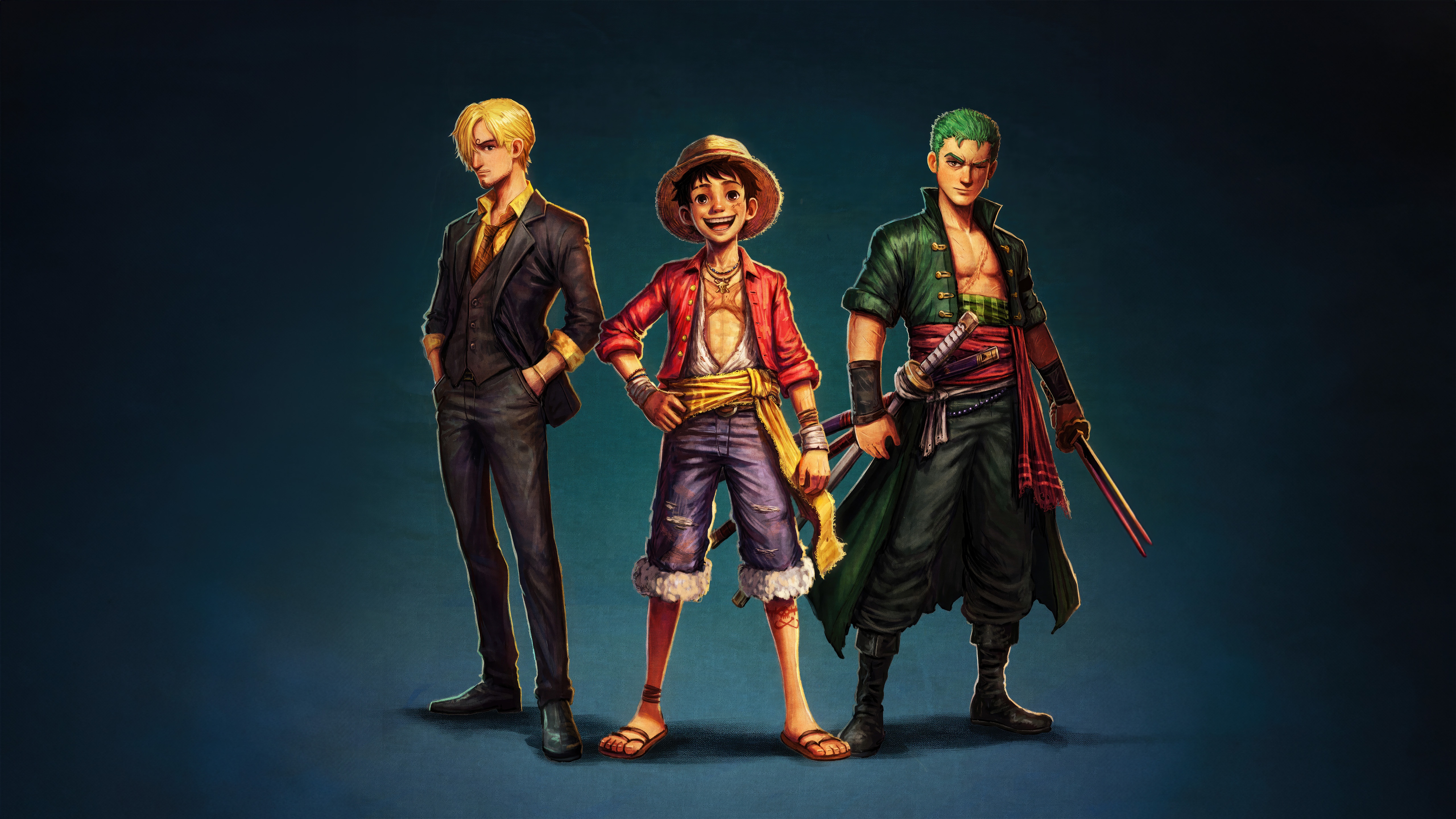 Monkey D. Luffy, Zoro, and Sanji from One Piece HD Wallpaper