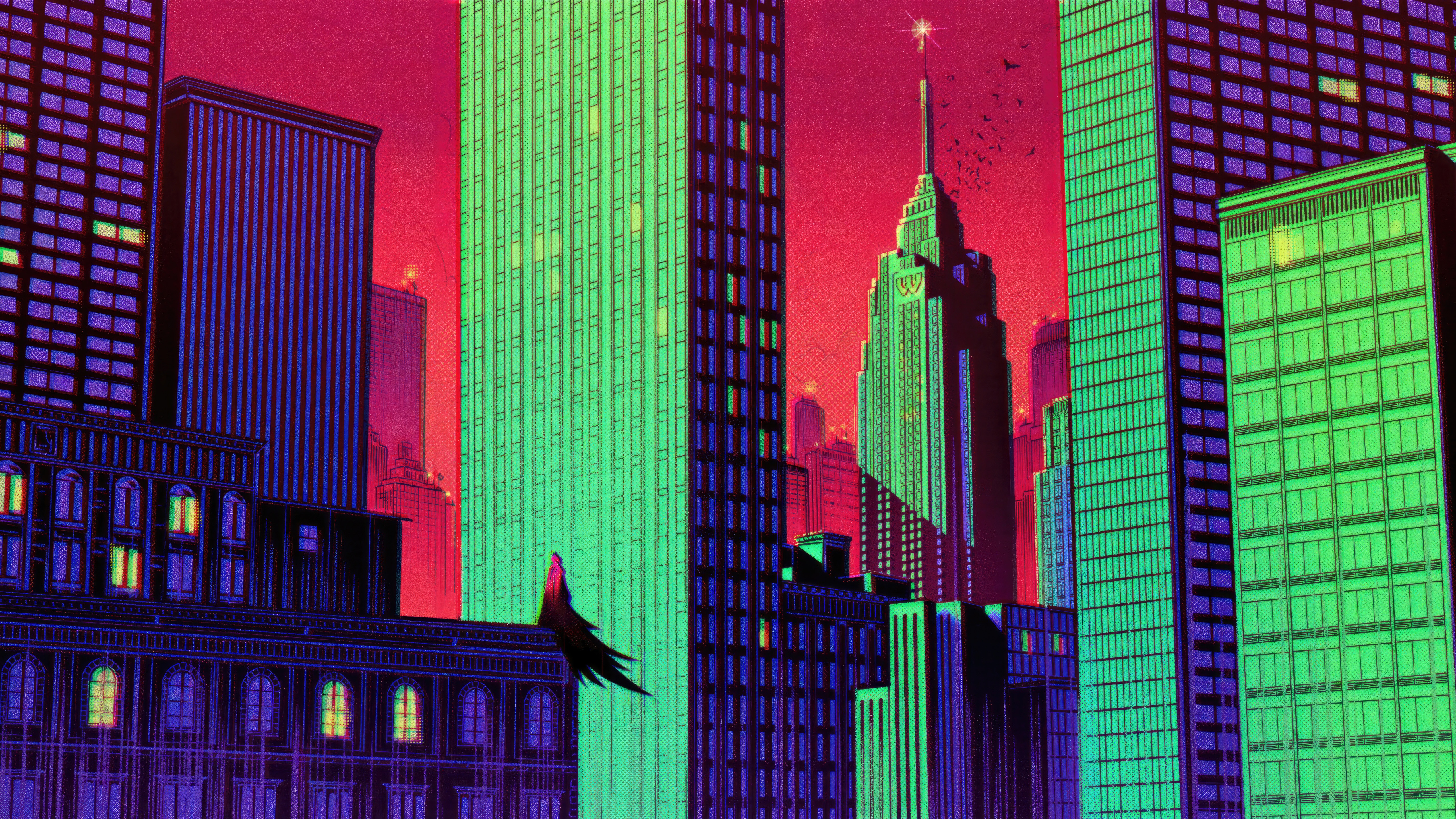 Batman on Wayne Tower HD Wallpaper