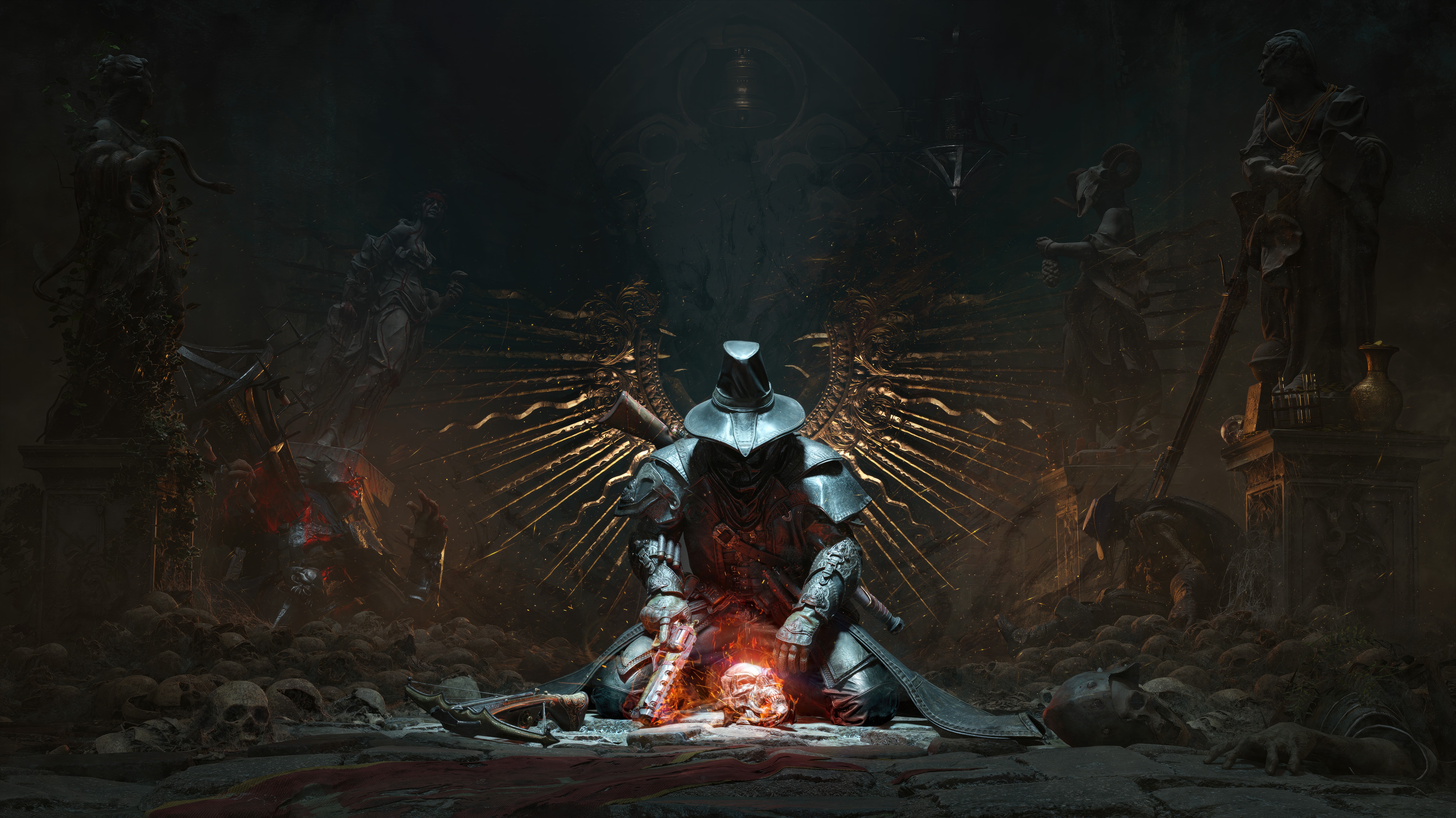 The Witchfire Knight Kneels Amongst Skulls HD Wallpaper
