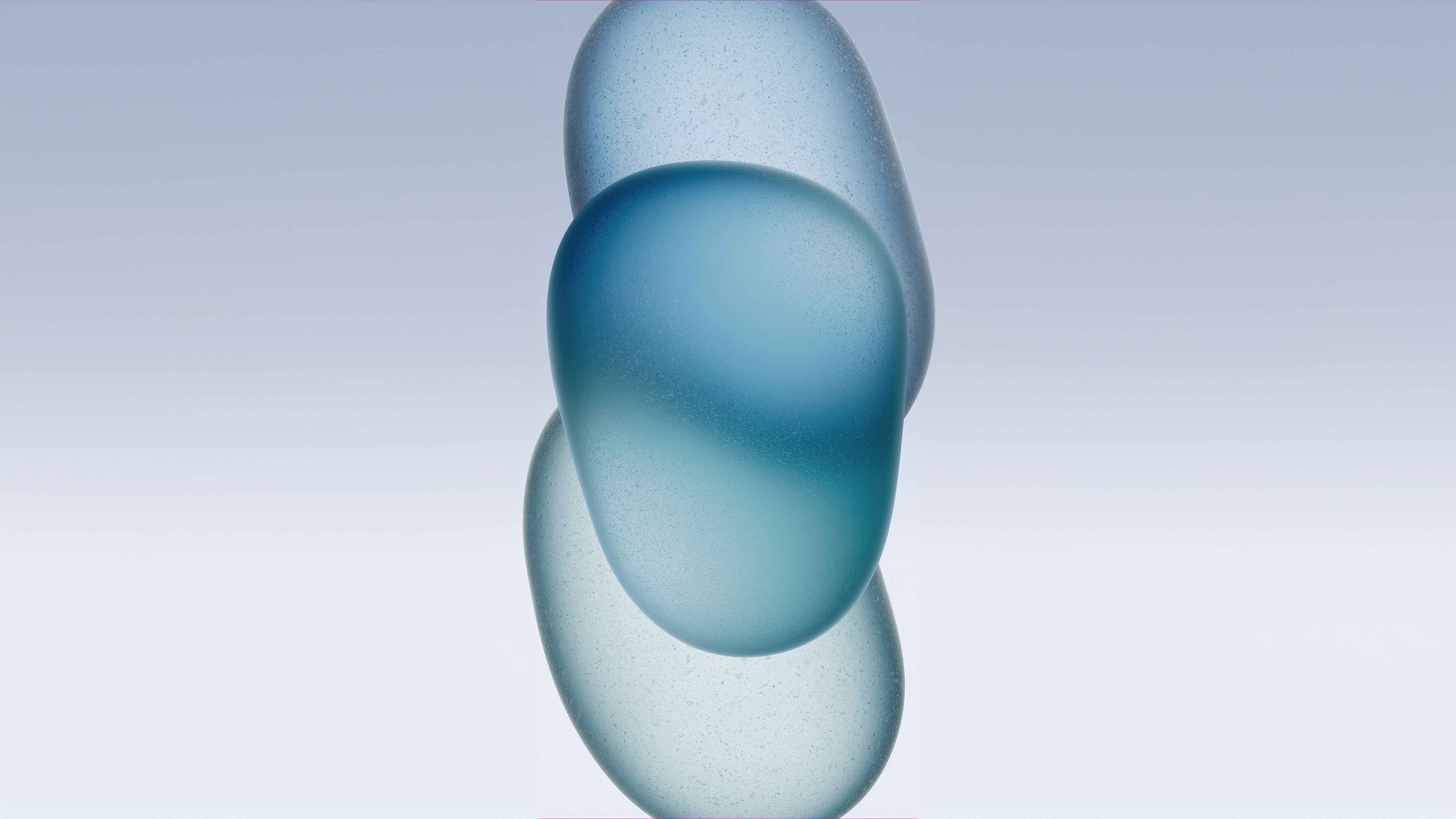Three frosted glass shapes on a light blue background HD Wallpaper