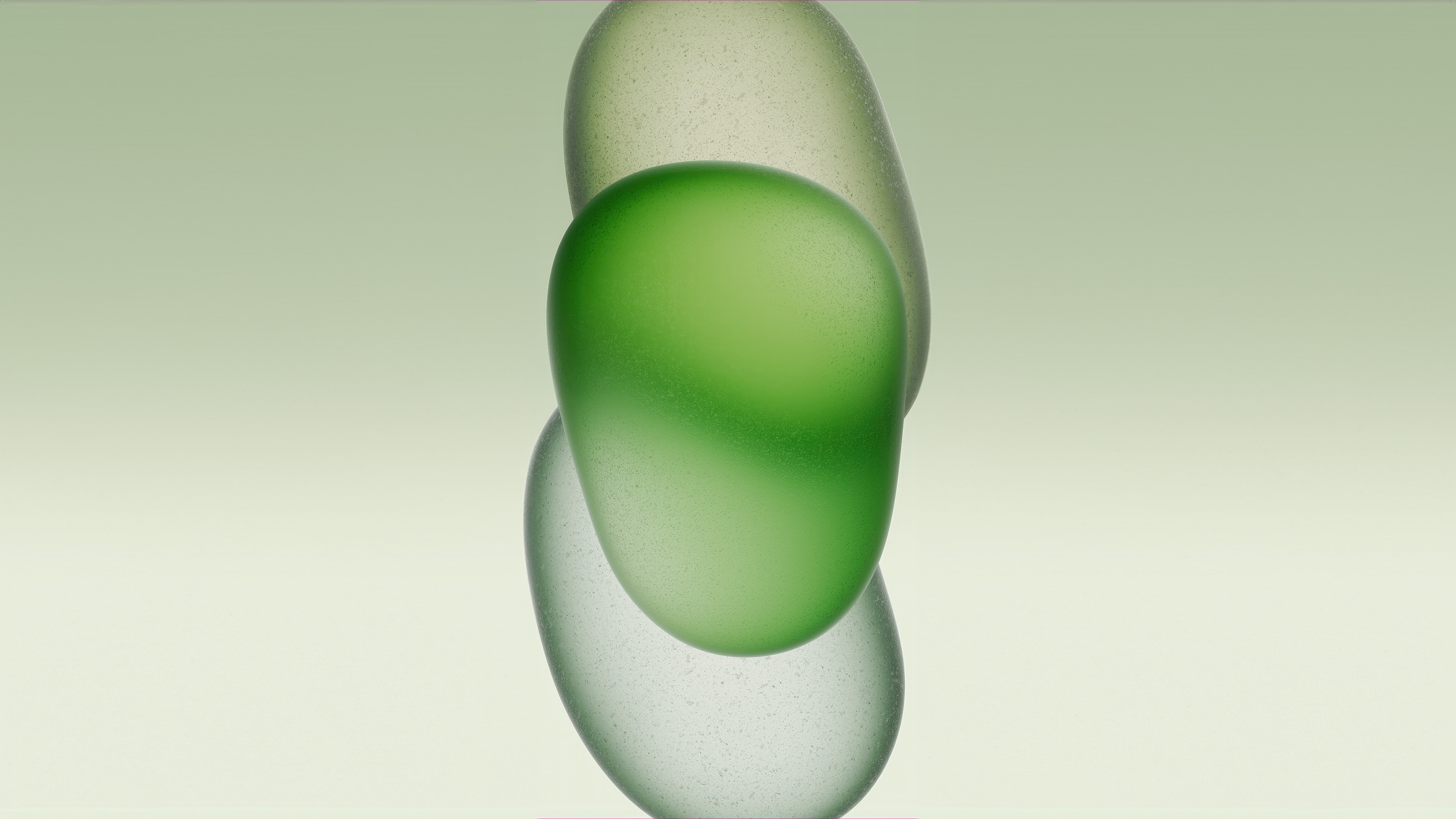 Frosted glass shapes on a green background HD Wallpaper
