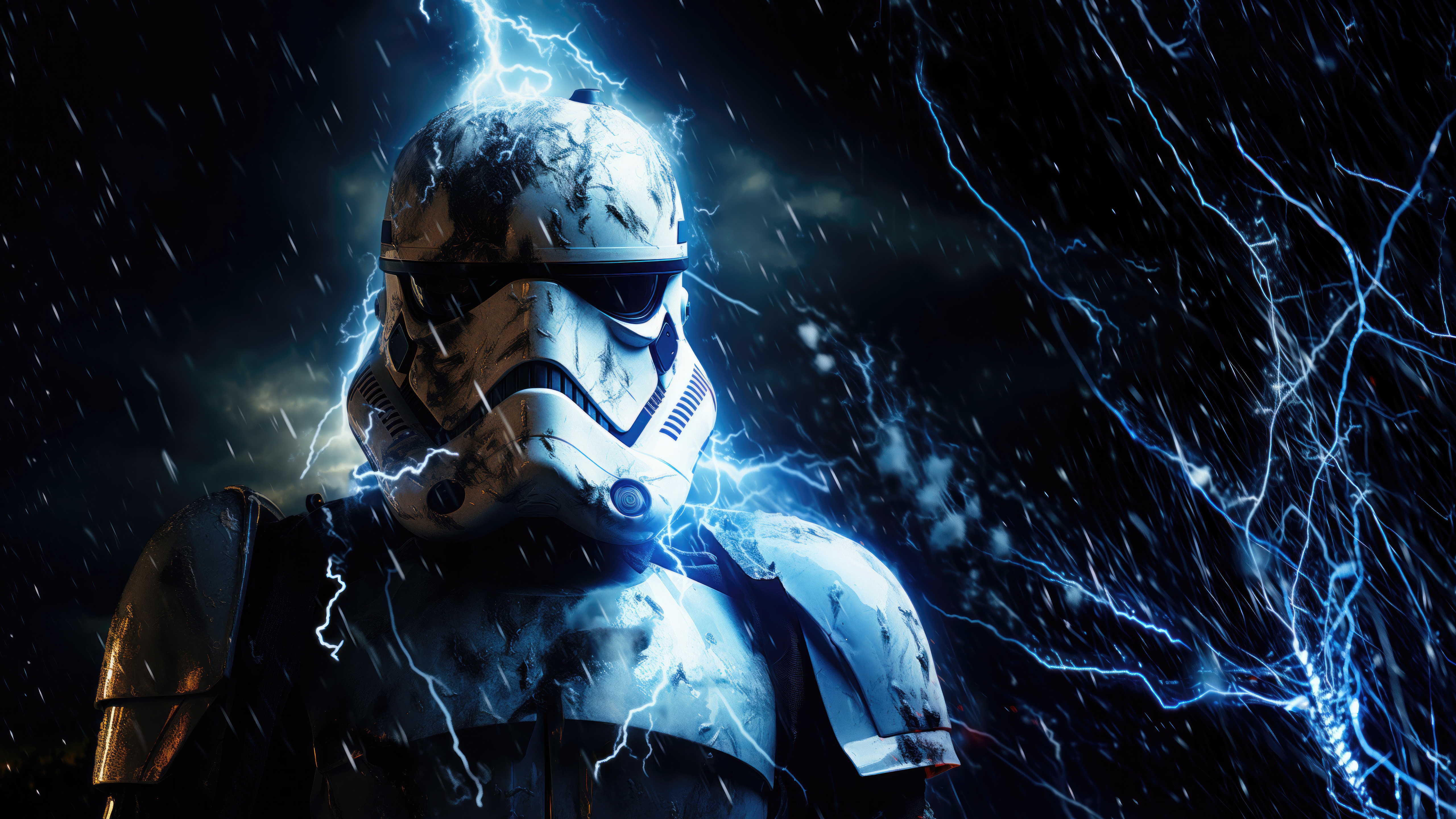 Stormtrooper in a lightning strike HD Wallpaper