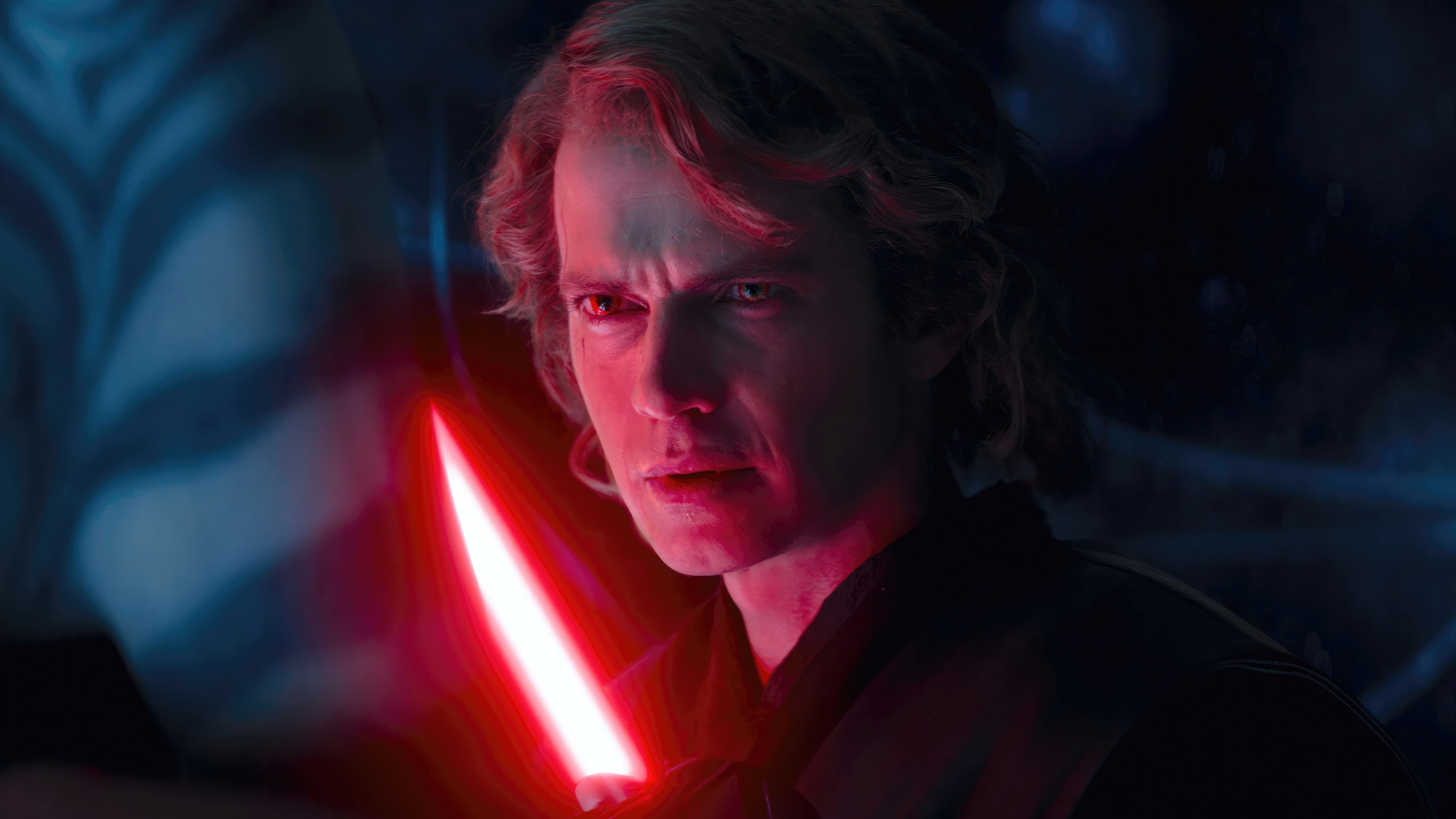 Anakin Skywalker with red lightsaber HD Wallpaper