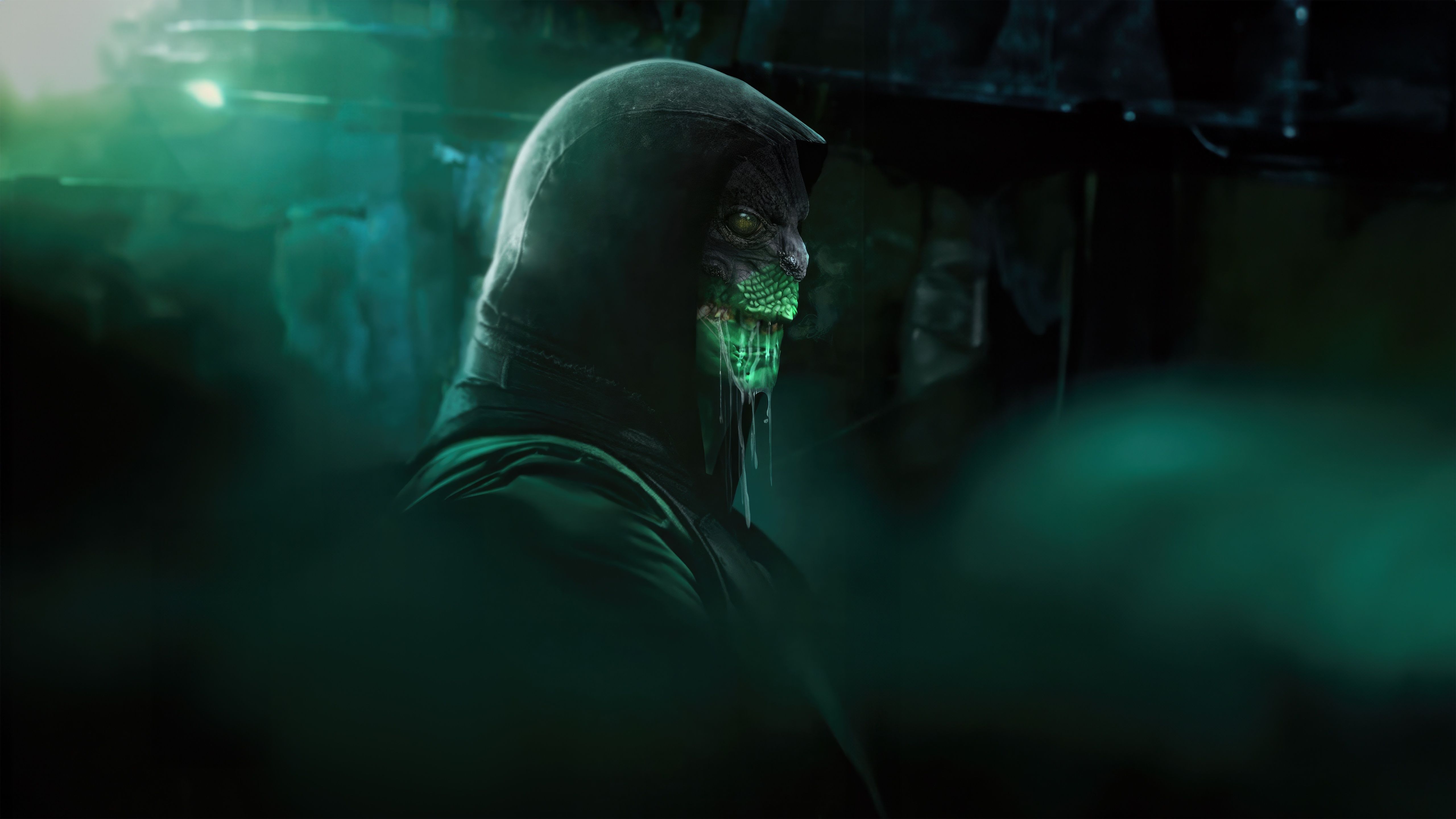 Reptile from Mortal Kombat 11 in green smoke HD Wallpaper