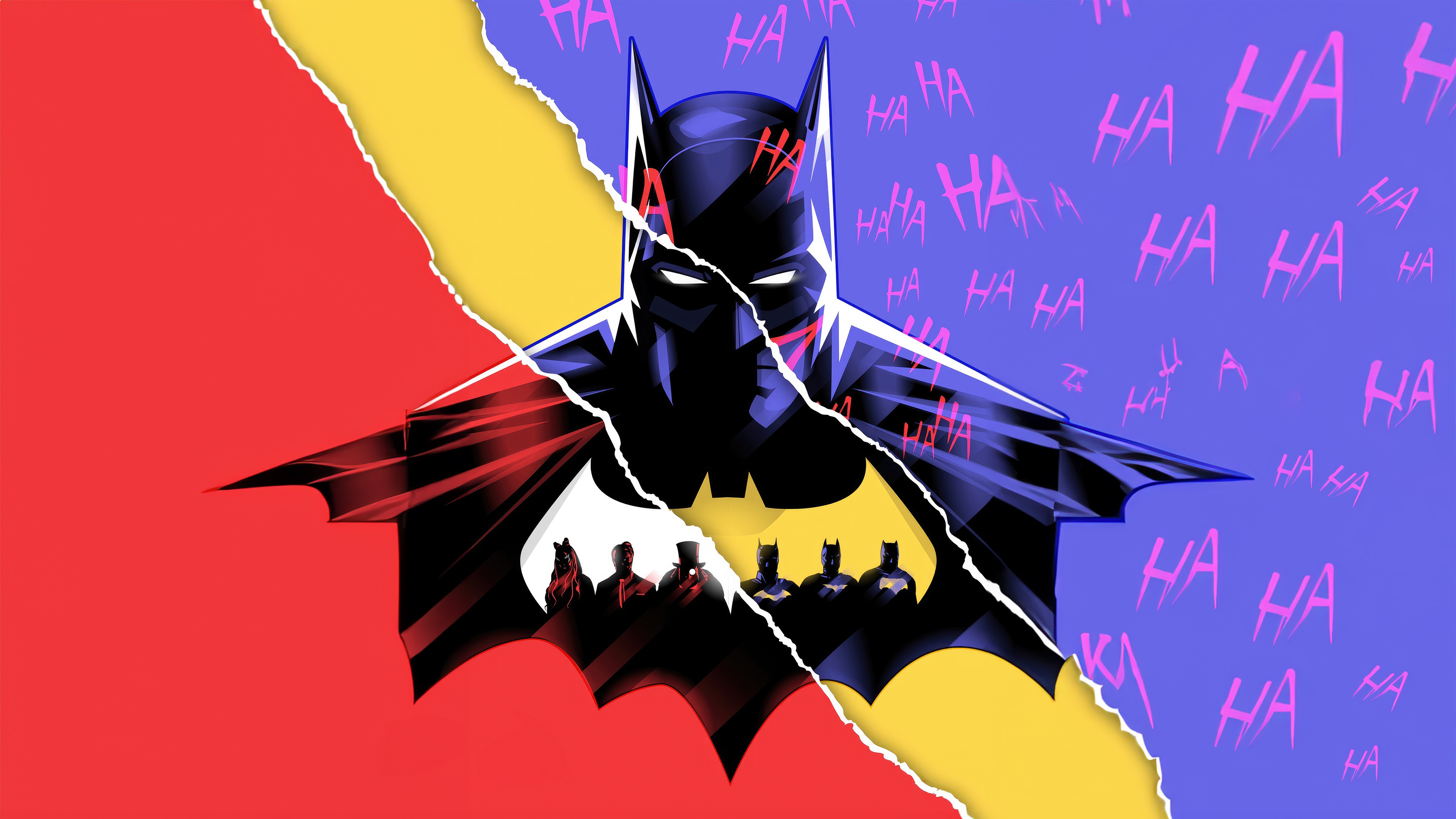 Batman and Joker's Laughs Minimalist Art HD Wallpaper