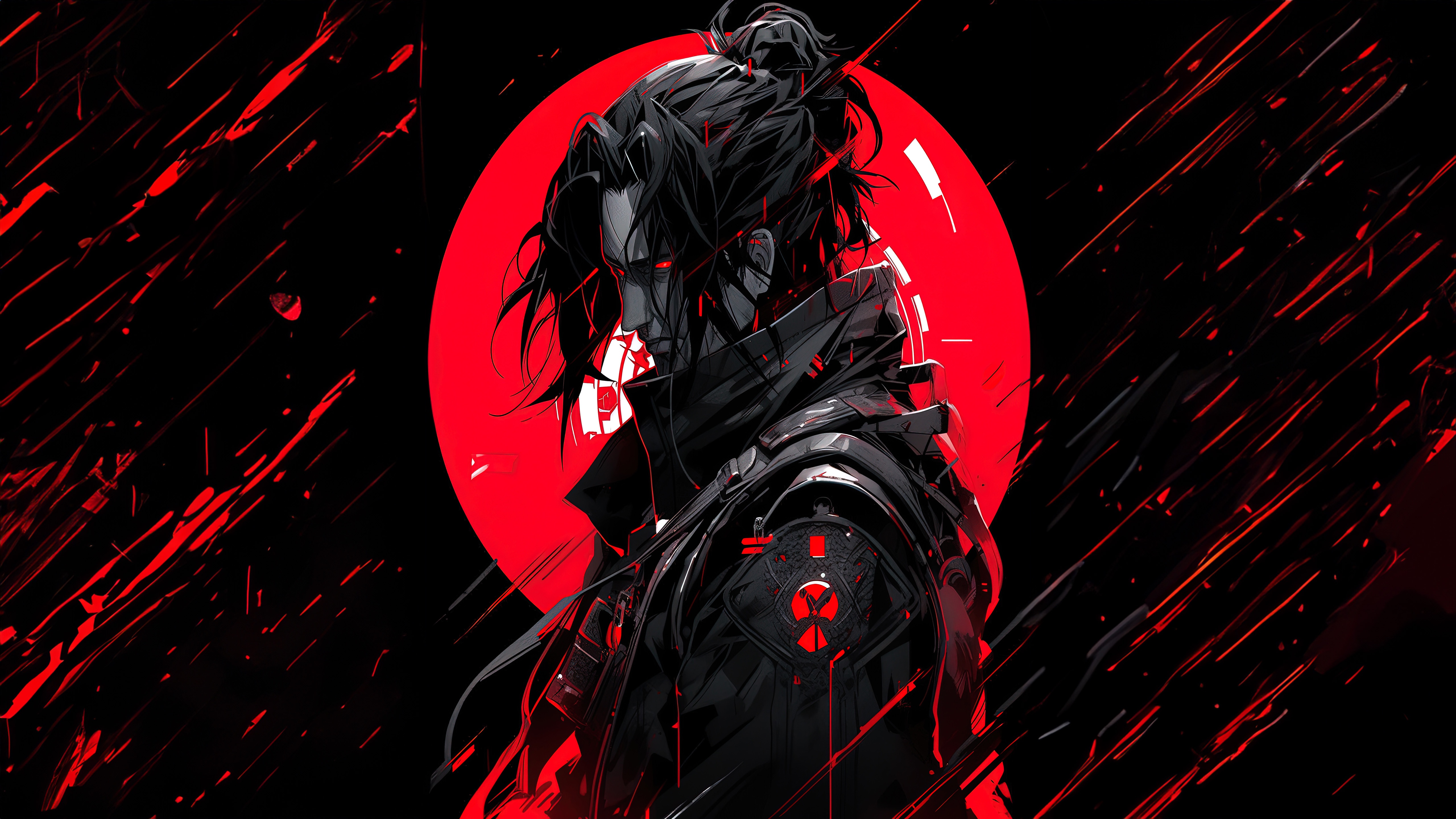 Itachi Uchiha in Cyberpunk 2077 Style HD Wallpaper