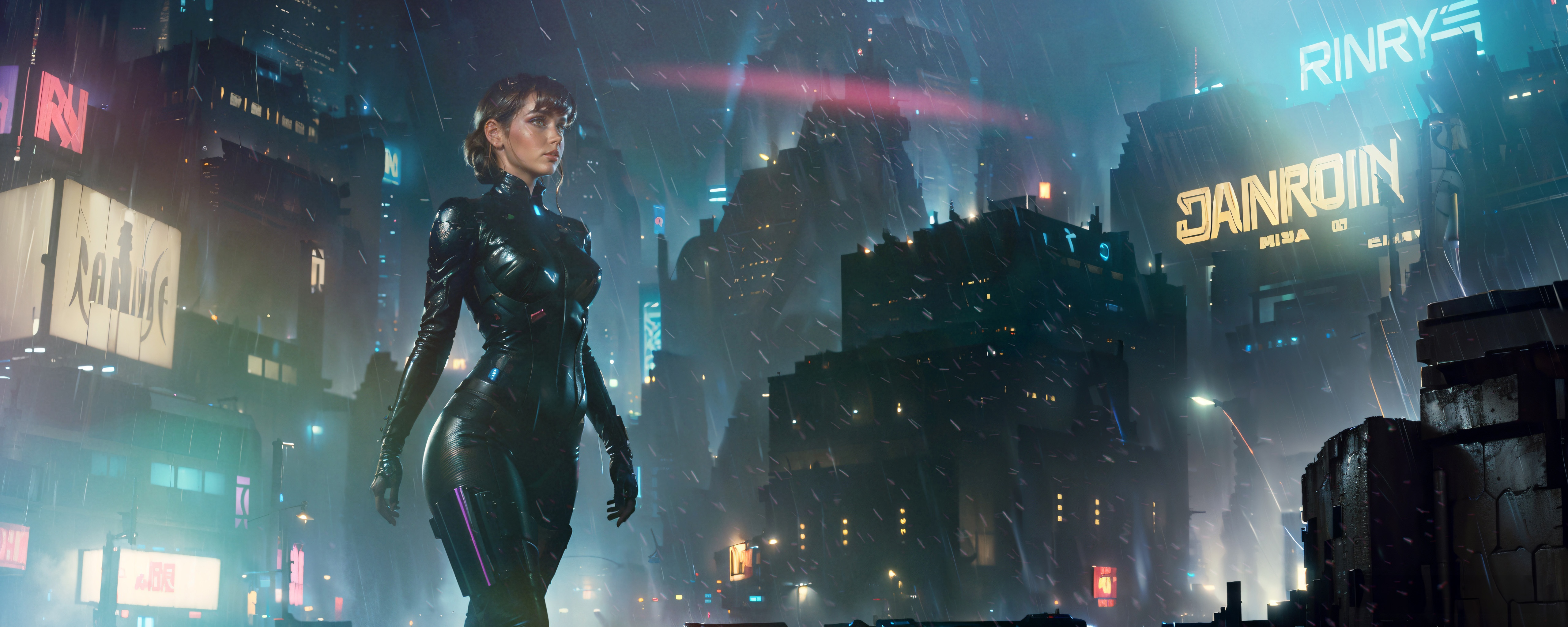 Ana De Armas in a Sci-Fi City HD Wallpaper