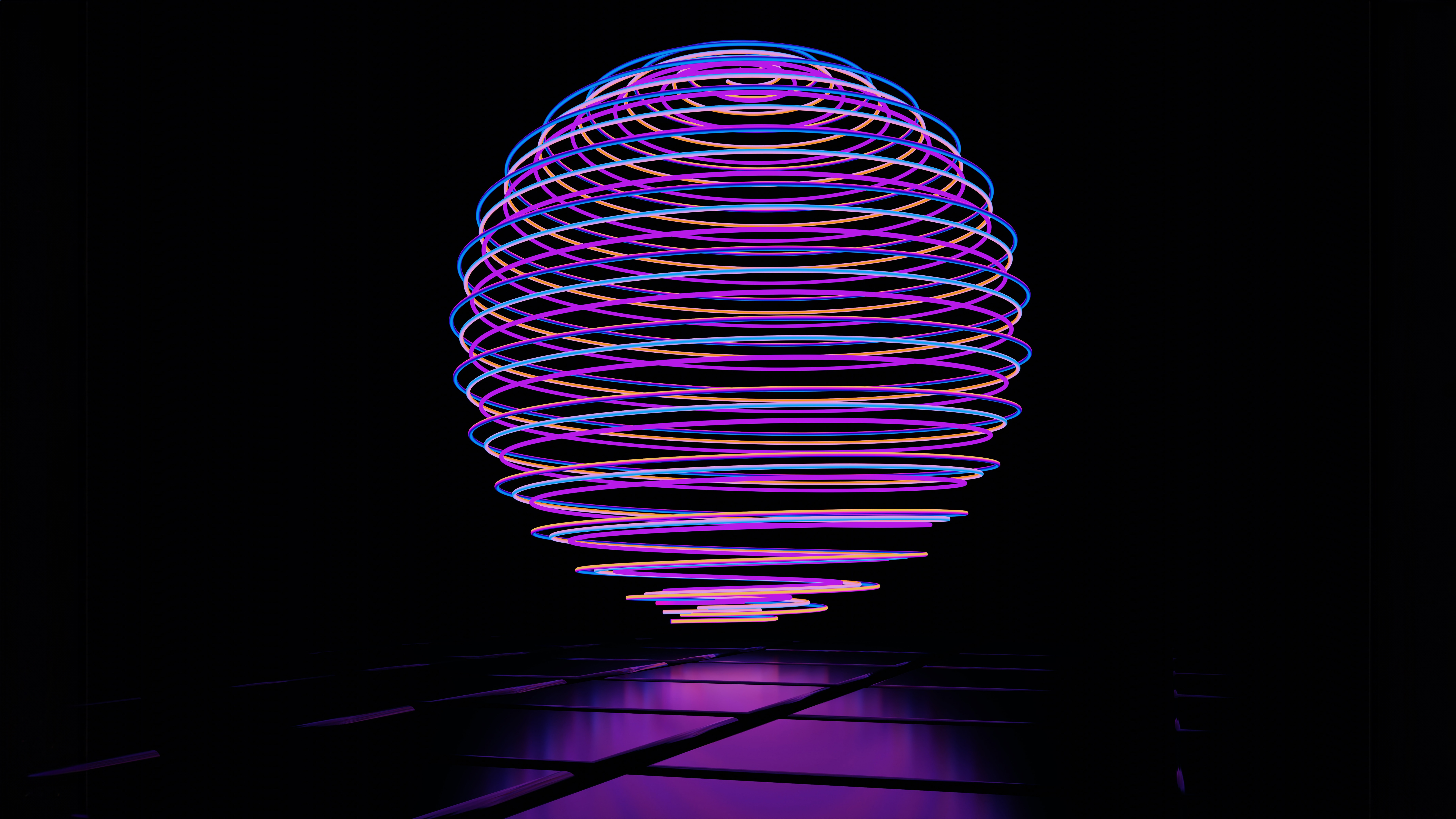 Sphere of swirling neon lights HD Wallpaper