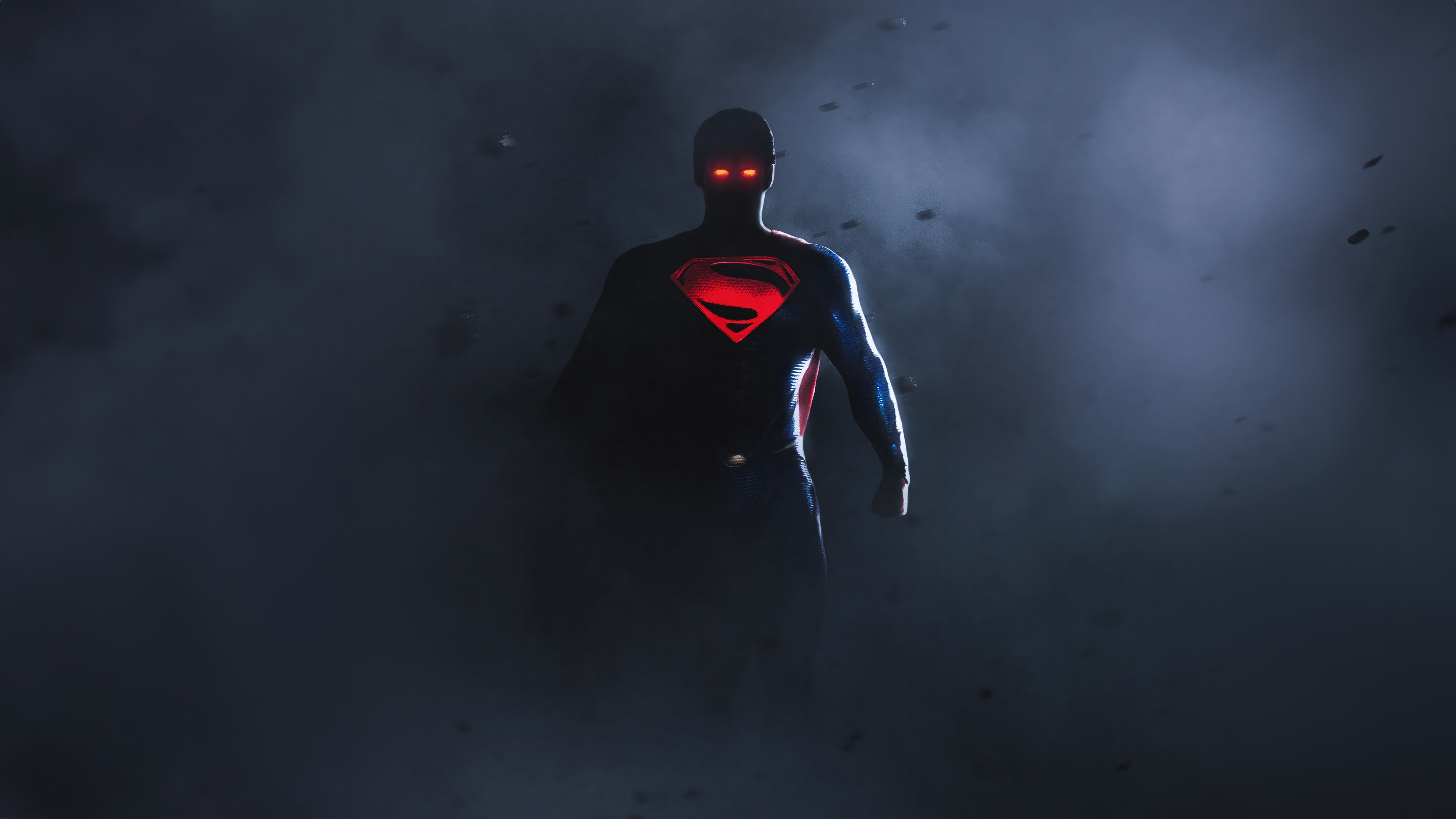 Superman with glowing red eyes and chest emblem HD Wallpaper