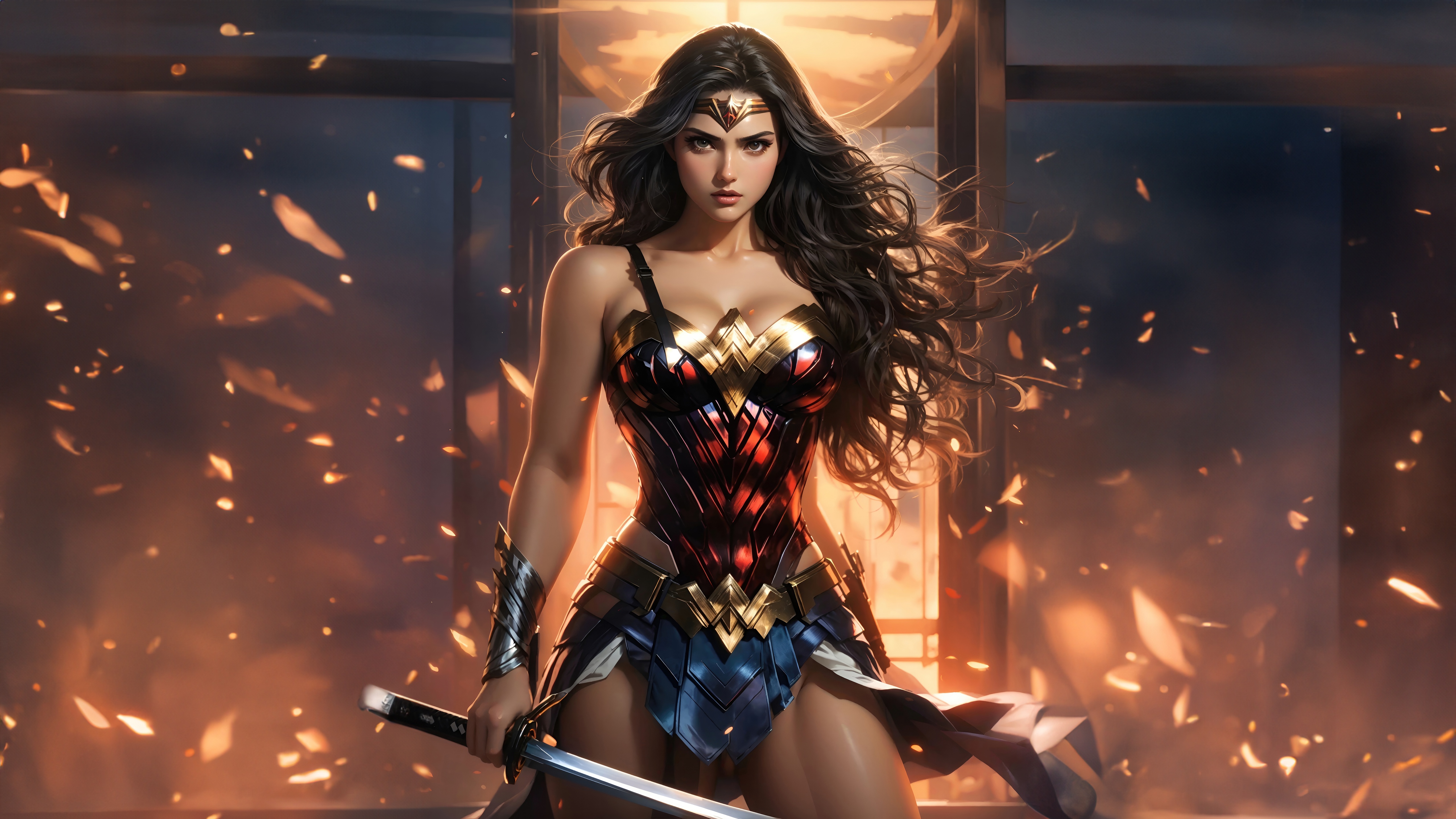 Wonder Woman holding a sword HD Wallpaper