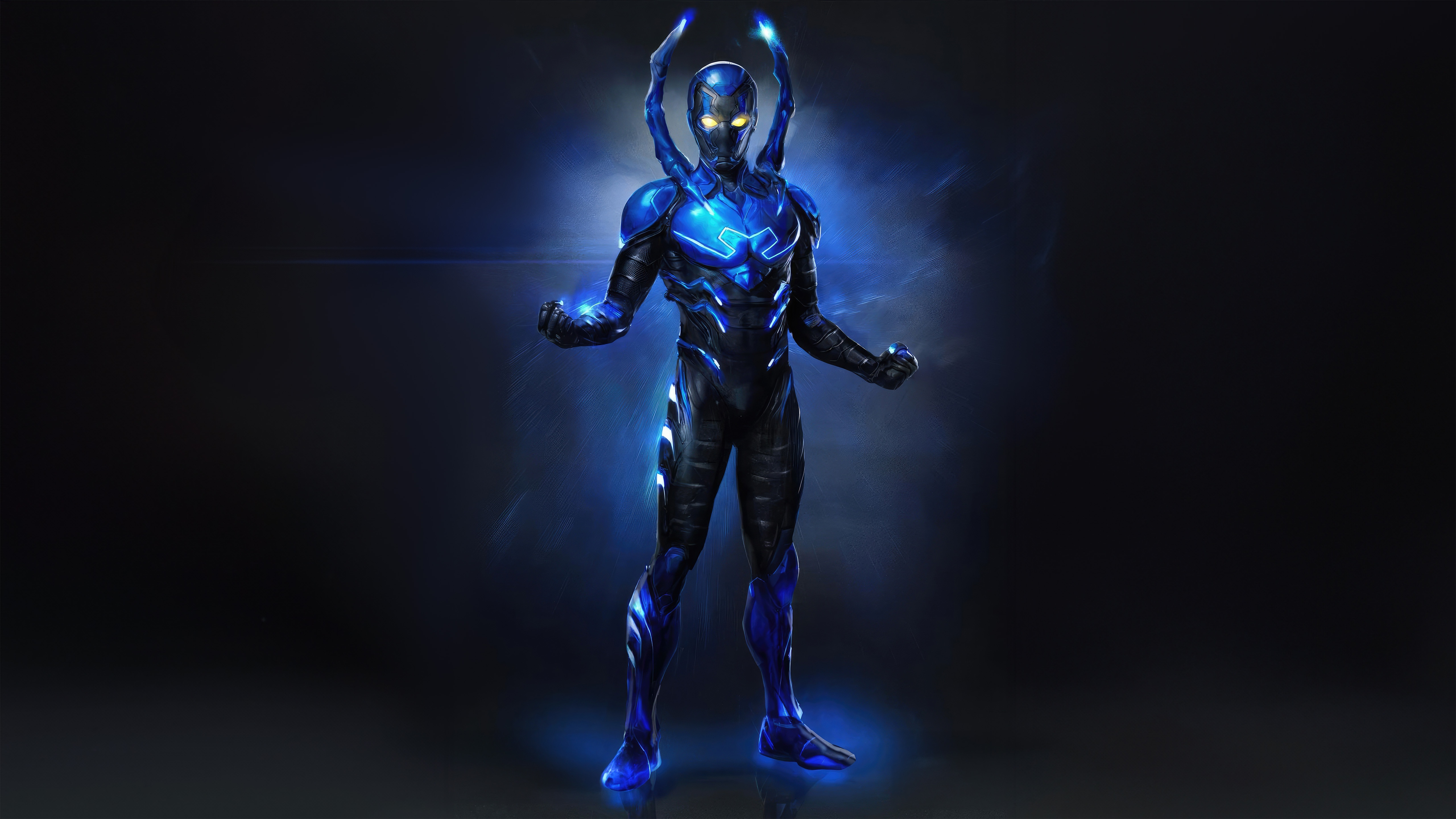 Blue Beetle Superhero in Blue Armor HD Wallpaper