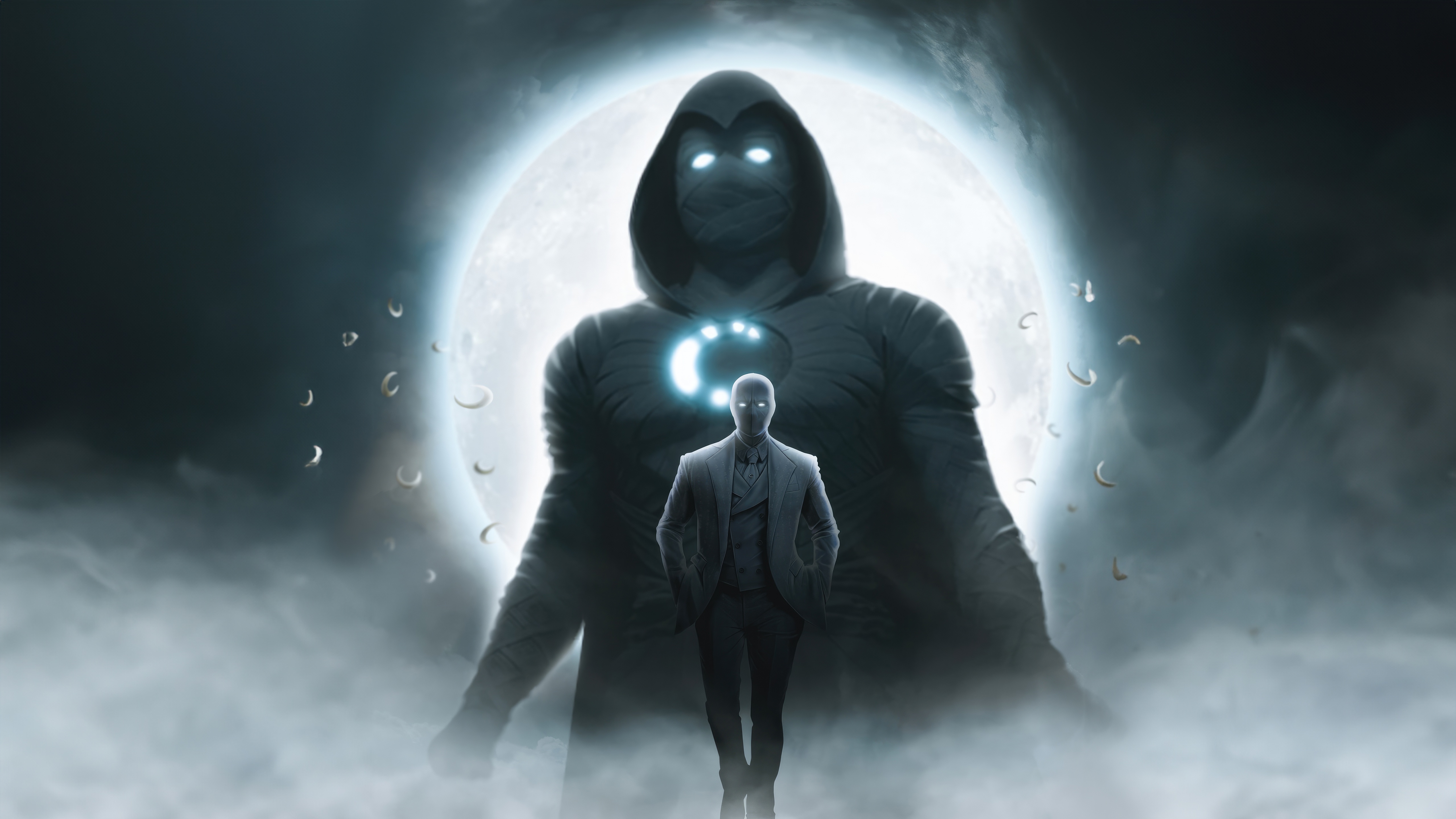 Marvel Moon Knight with Moon and Fog HD Wallpaper