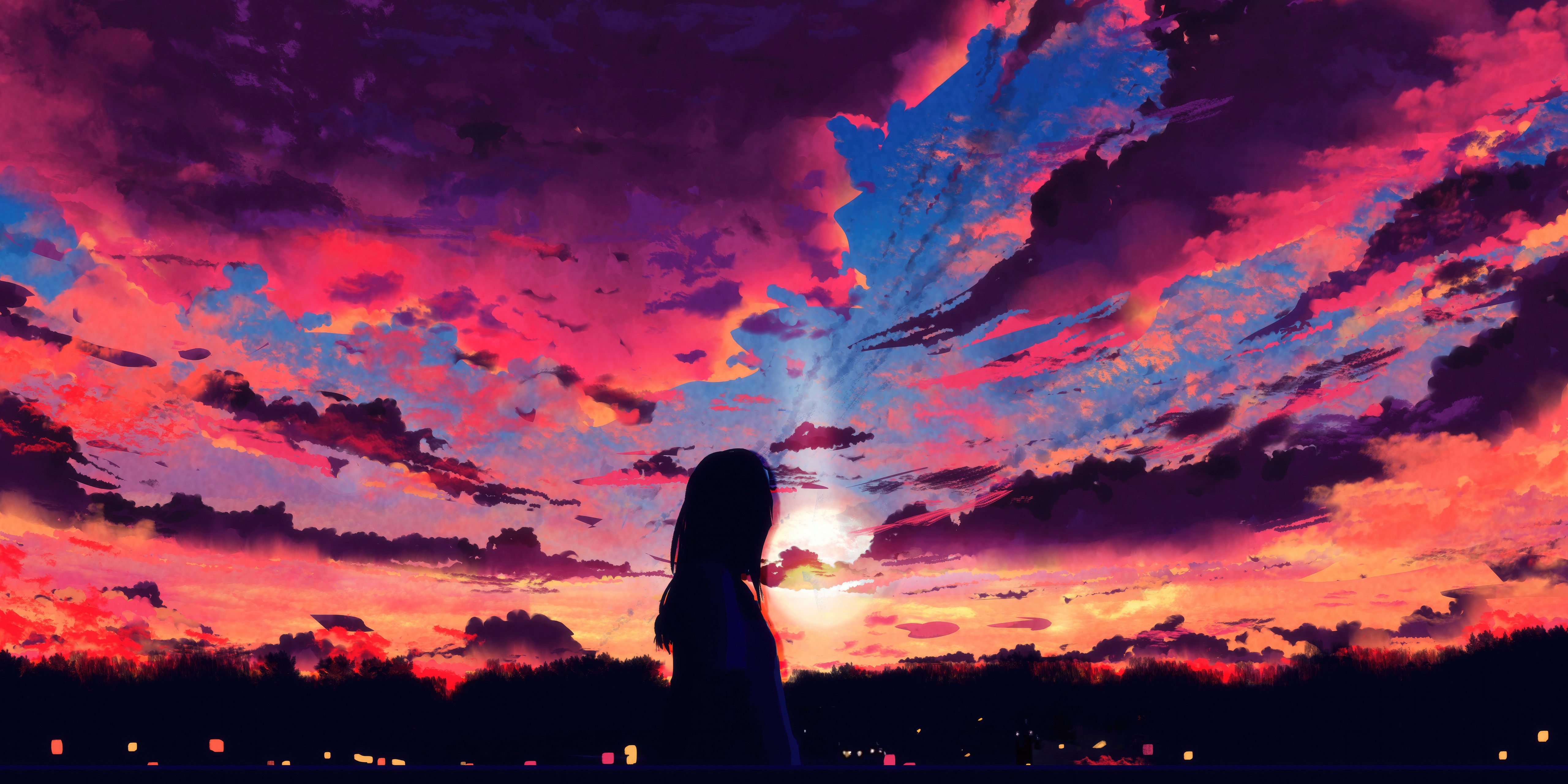 Anime Girl Embracing The Evening Calm HD Wallpaper