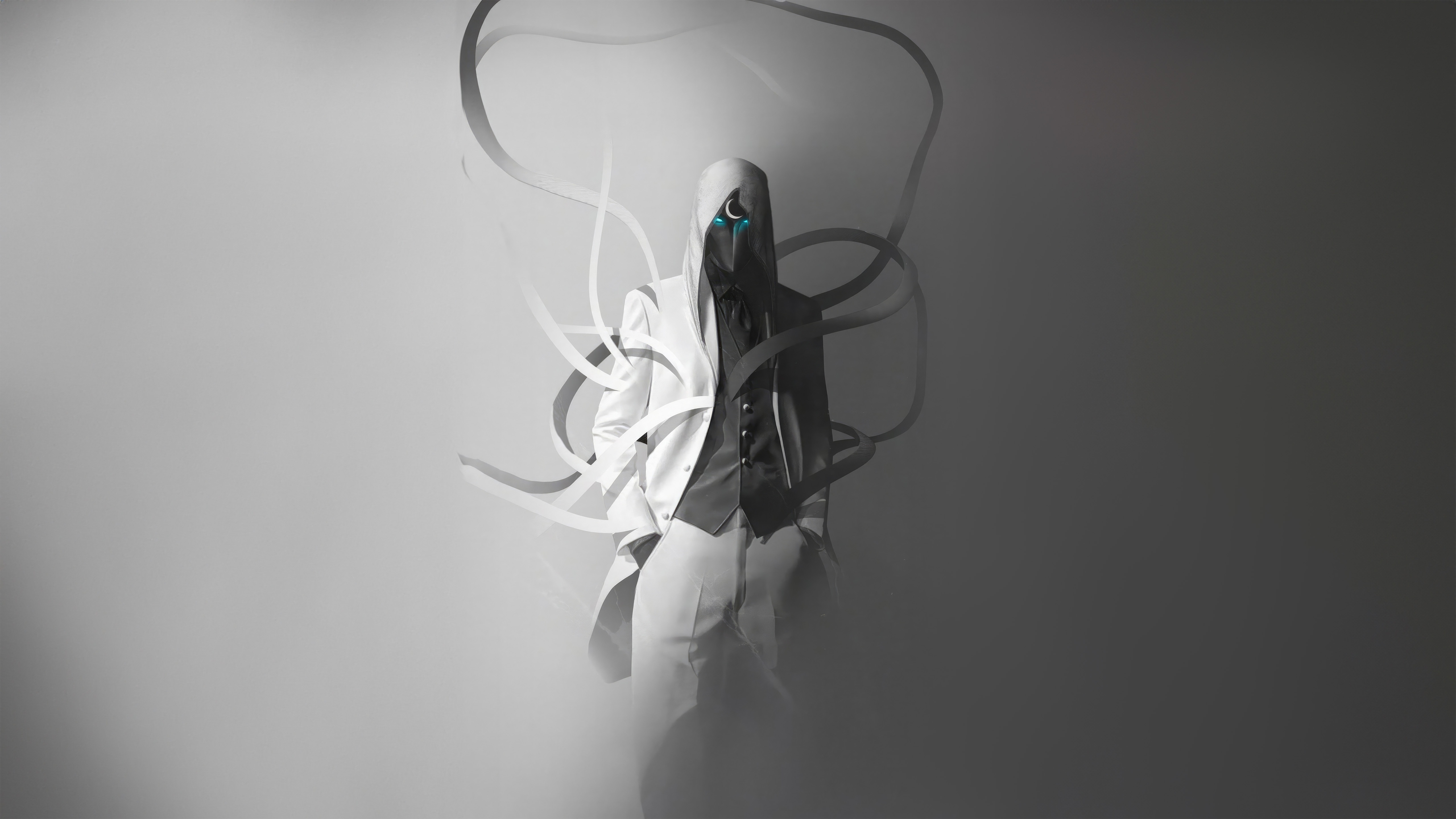 Moon Knight in a white suit with swirling ribbons HD Wallpaper