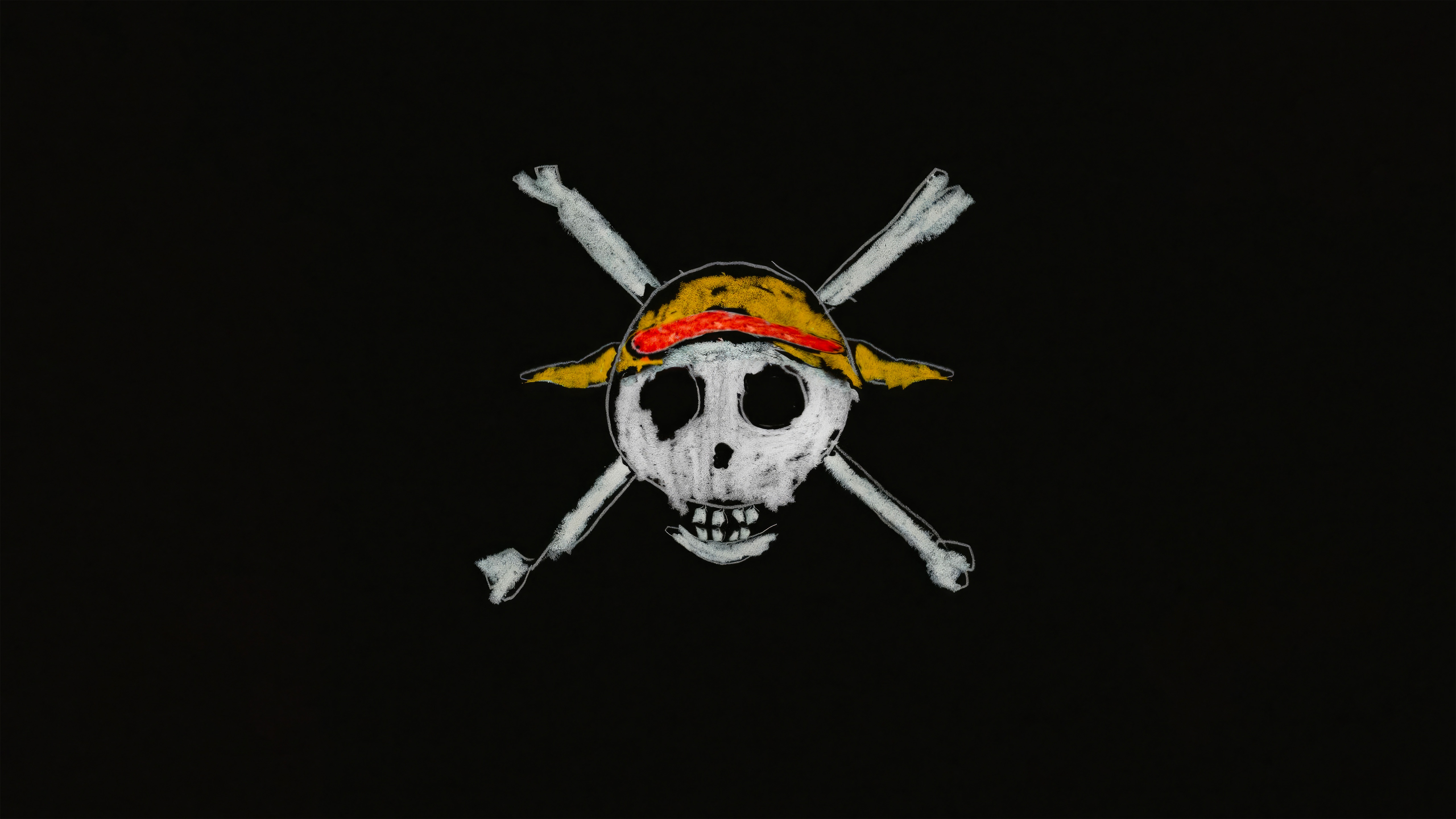 One Piece Jolly Roger flag drawn with chalk HD Wallpaper